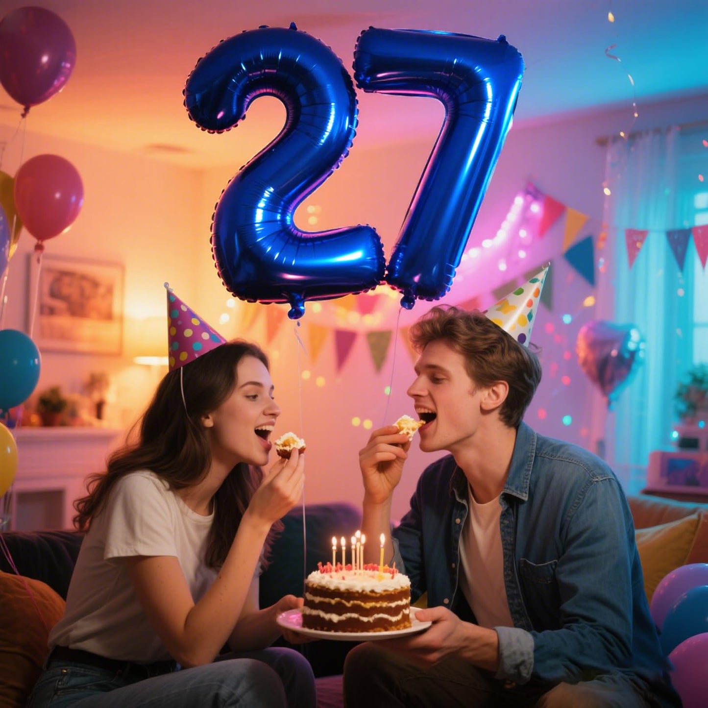 Kelfuoya 40-Inch Navy Blue Number 27 Digital Balloon – Jumbo Mylar Foil Balloon for Parties