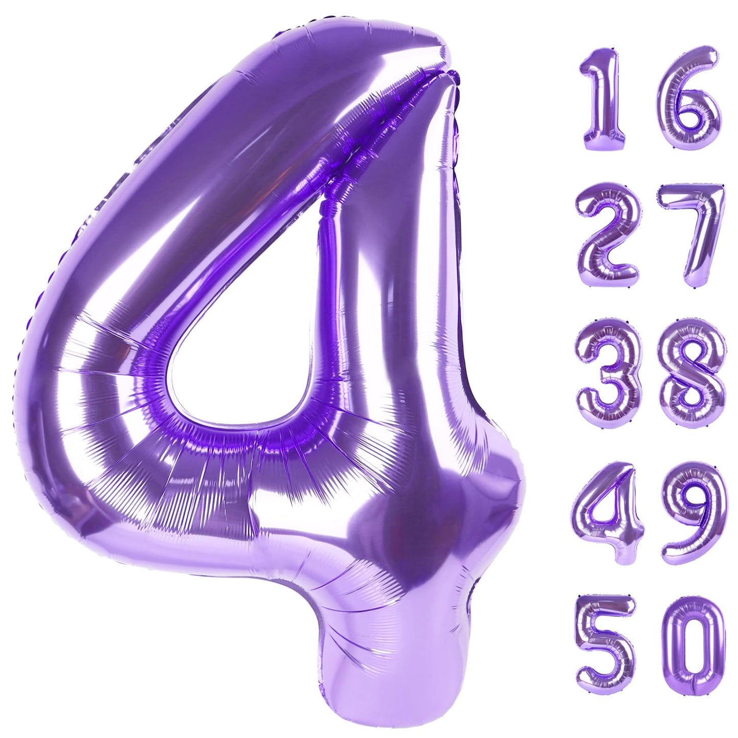 Kelfuoya 40 Inch Purple Number 4 Foil Balloon | Giant Mylar Balloon for Birthdays & Anniversaries
