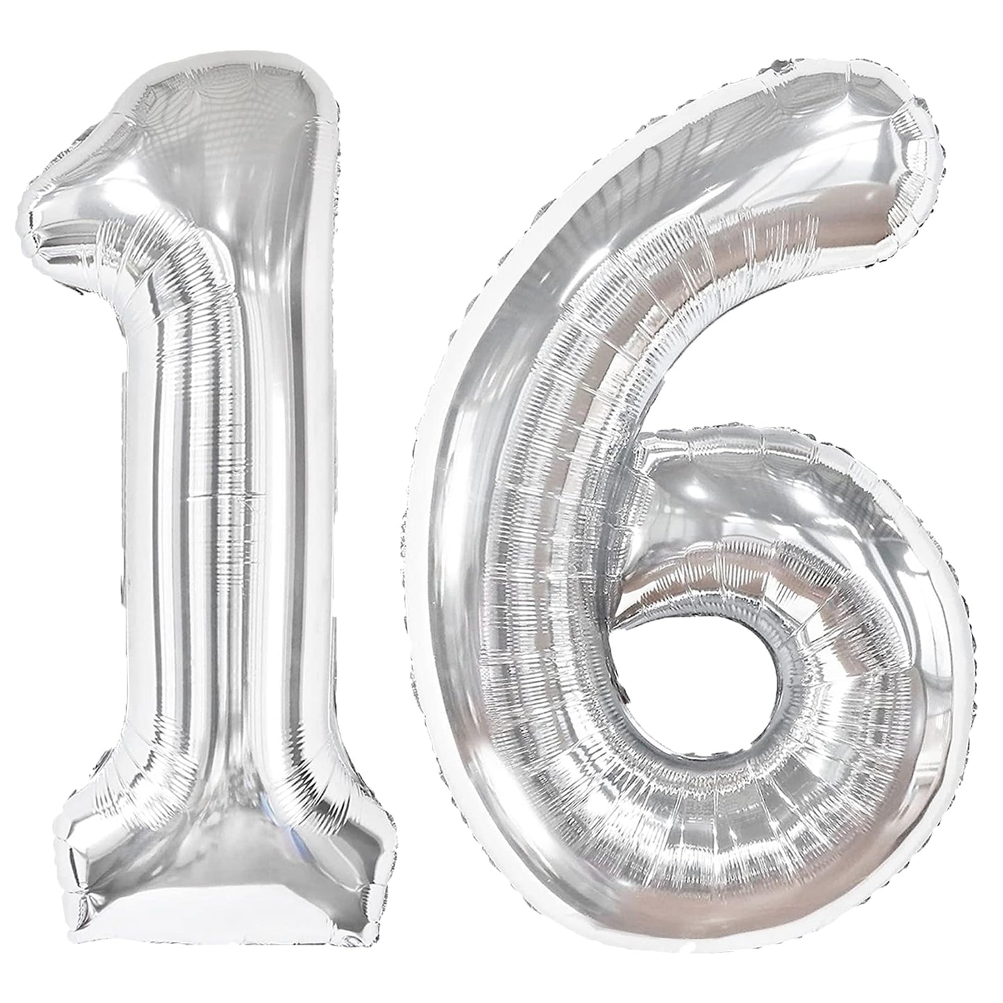 Kelfuoya 40-Inch Silver Number 16 Balloon – Jumbo Mylar Foil Balloons for 16th Birthday or Anniversary