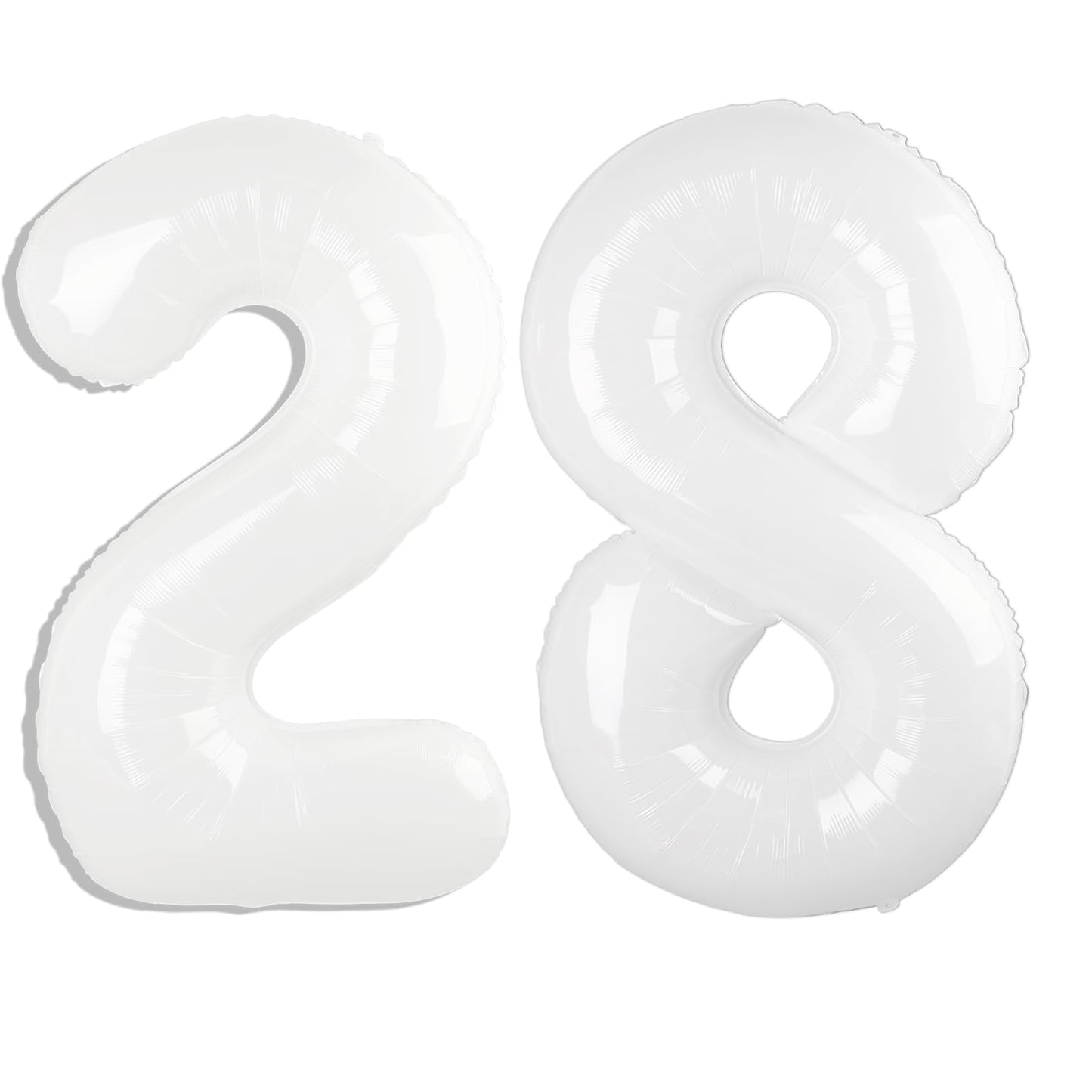 Kelfuoya 40in White Number 28 Balloon – Jumbo Mylar Foil Digital Balloon for Birthday & Anniversary Parties