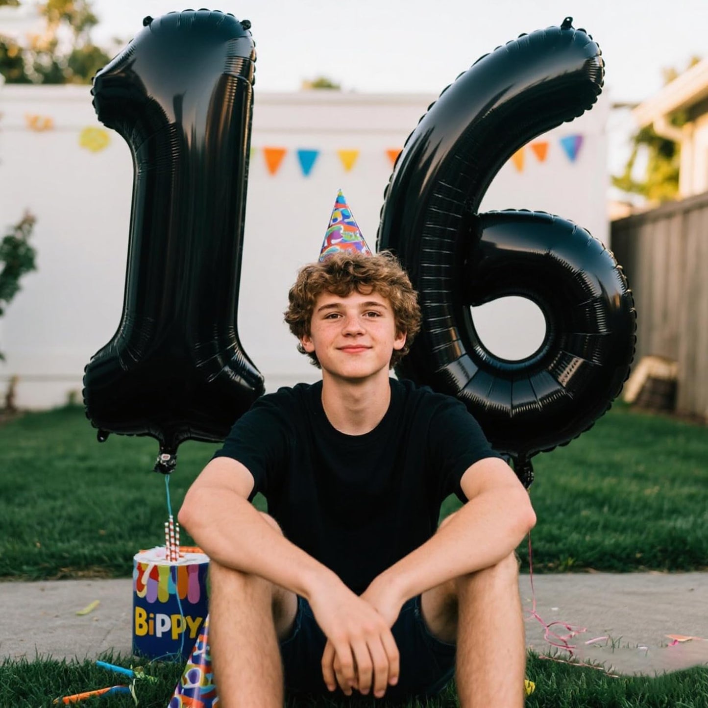 Kelfuoya 40inch Black Number 16 Digital Balloon – Jumbo Mylar Foil Party Decor
