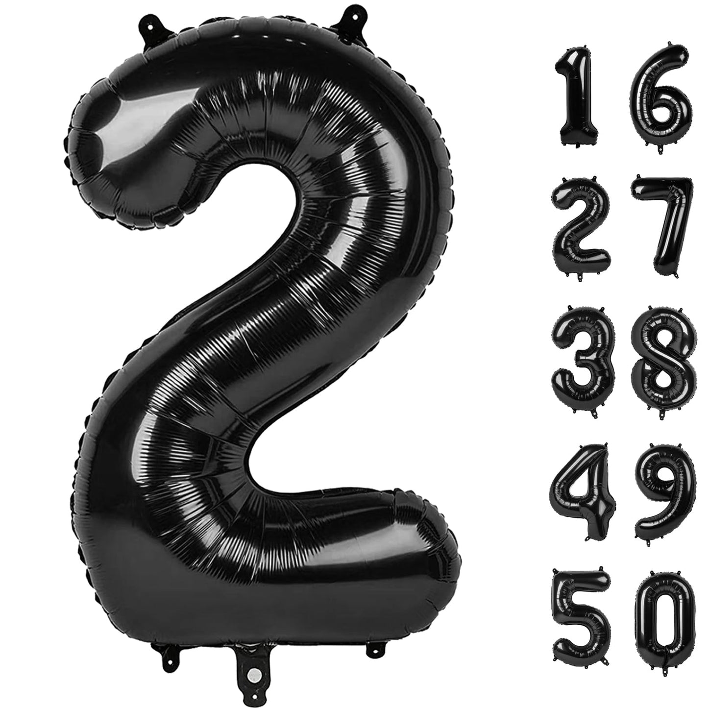 Kelfuoya 40-Inch Black Number 2 Balloon – Jumbo Birthday & Anniversary Party Decor