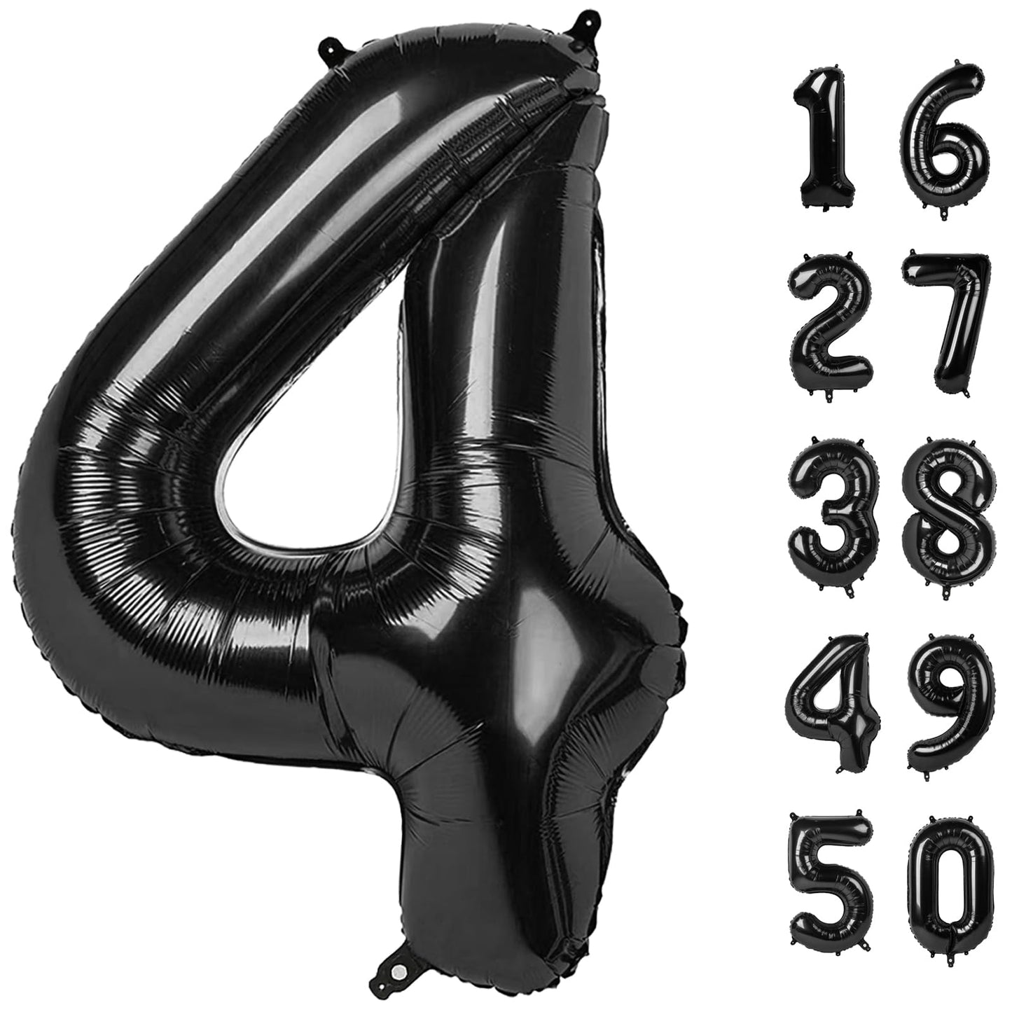 Kelfuoya 40-Inch Black Number 4 Balloon – Giant Mylar Numeral for Birthdays & Anniversaries