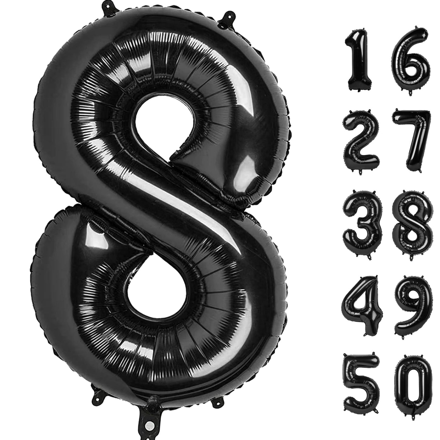 40-Inch Black Number 8 Foil Balloon | Large Mylar Party Balloon for 18th Birthday & 80th Anniversary – Kelfuoya