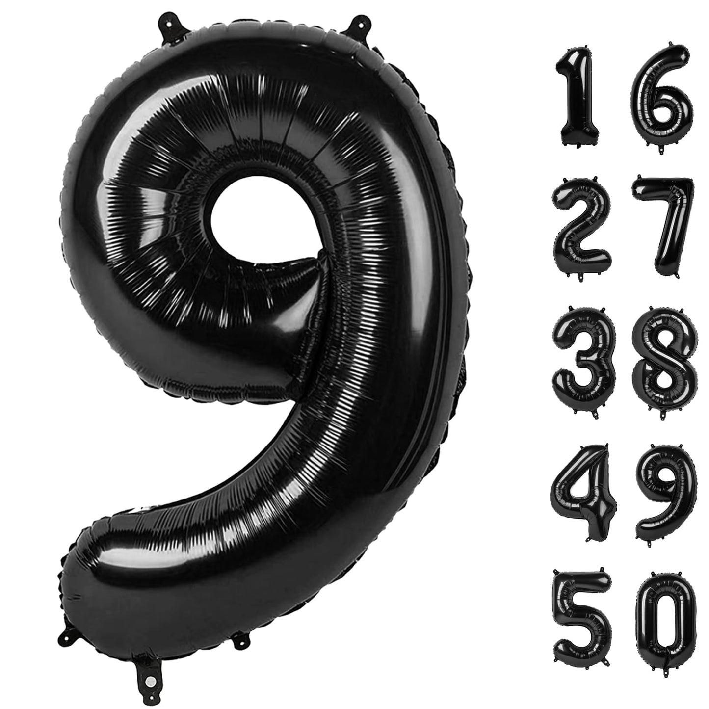 Kelfuoya 40in Black Number 9 Foil Balloon – Giant Birthday & Anniversary Decor