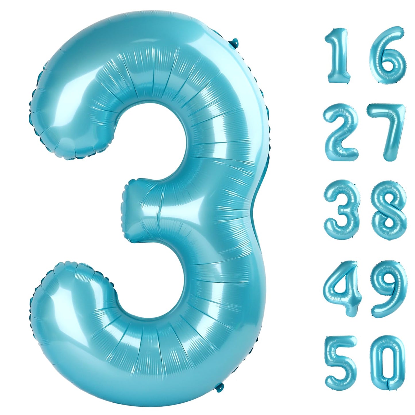 Kelfuoya 40-Inch Blue Number 3 Foil Balloon – Large 3rd Birthday & Anniversary Decor