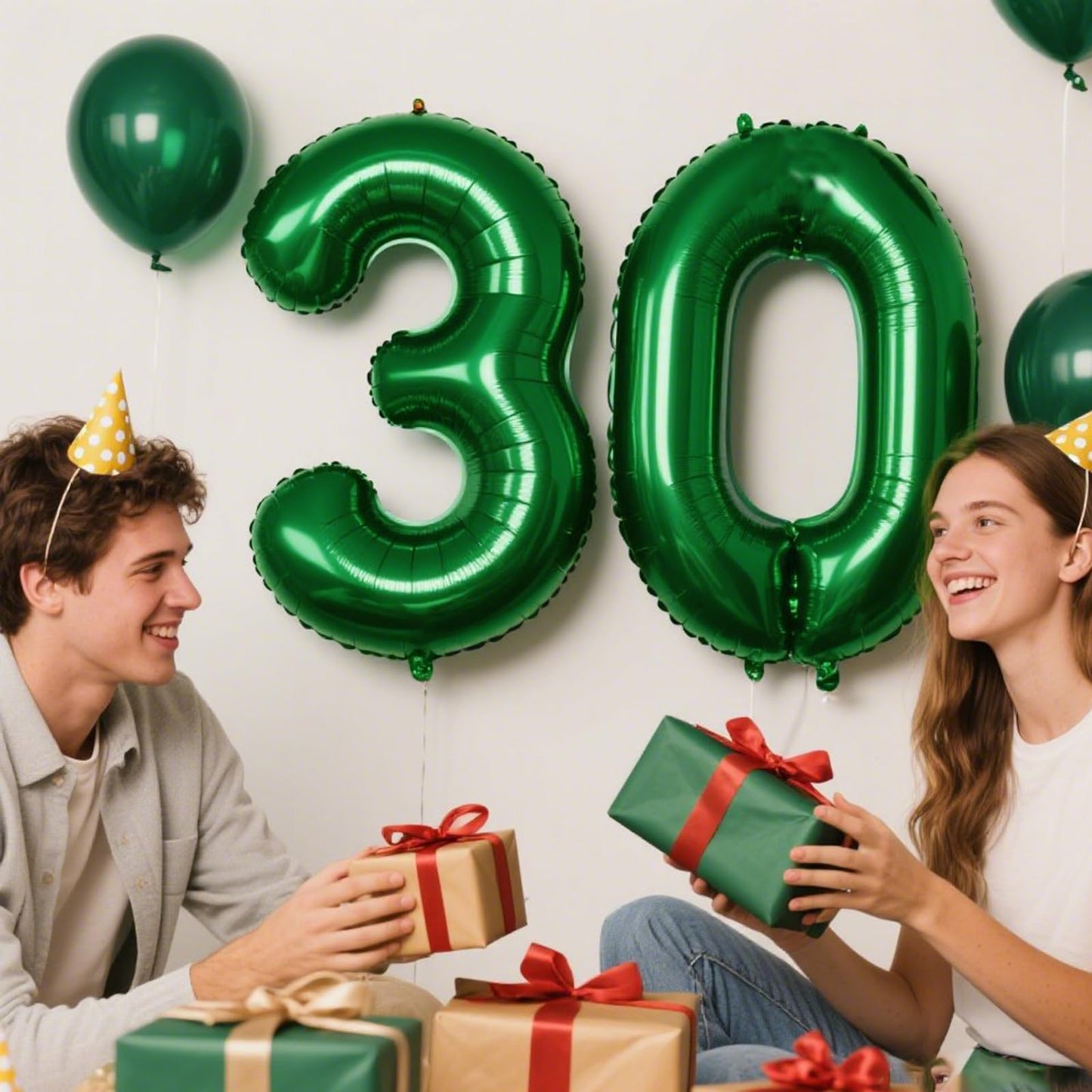 Kelfuoya 40-Inch Green Number 30 Digital Balloon | Jumbo Mylar Foil Helium Balloon for Birthdays & Anniversaries