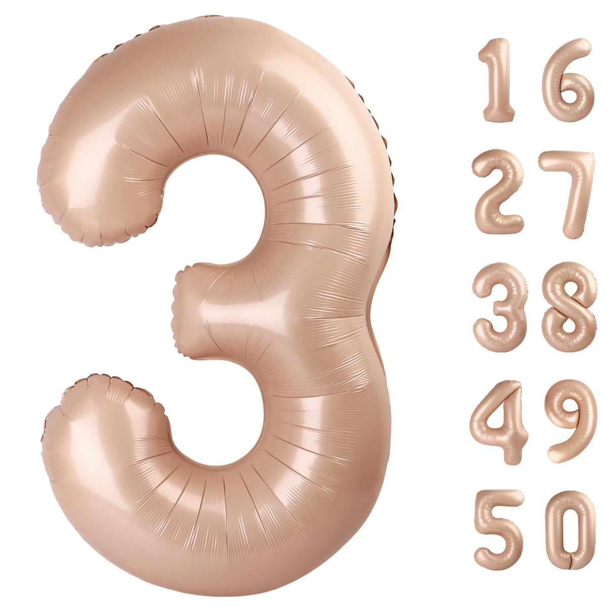 Kelfuoya 40-Inch Caramel Number 3 Balloon – Jumbo Foil Mylar Party Decoration