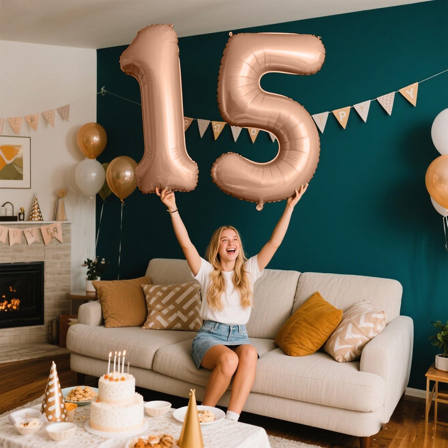 Kelfuoya 40-Inch Caramel Number 5 Balloon – Jumbo Mylar Foil Balloon for Birthday & Party Decor