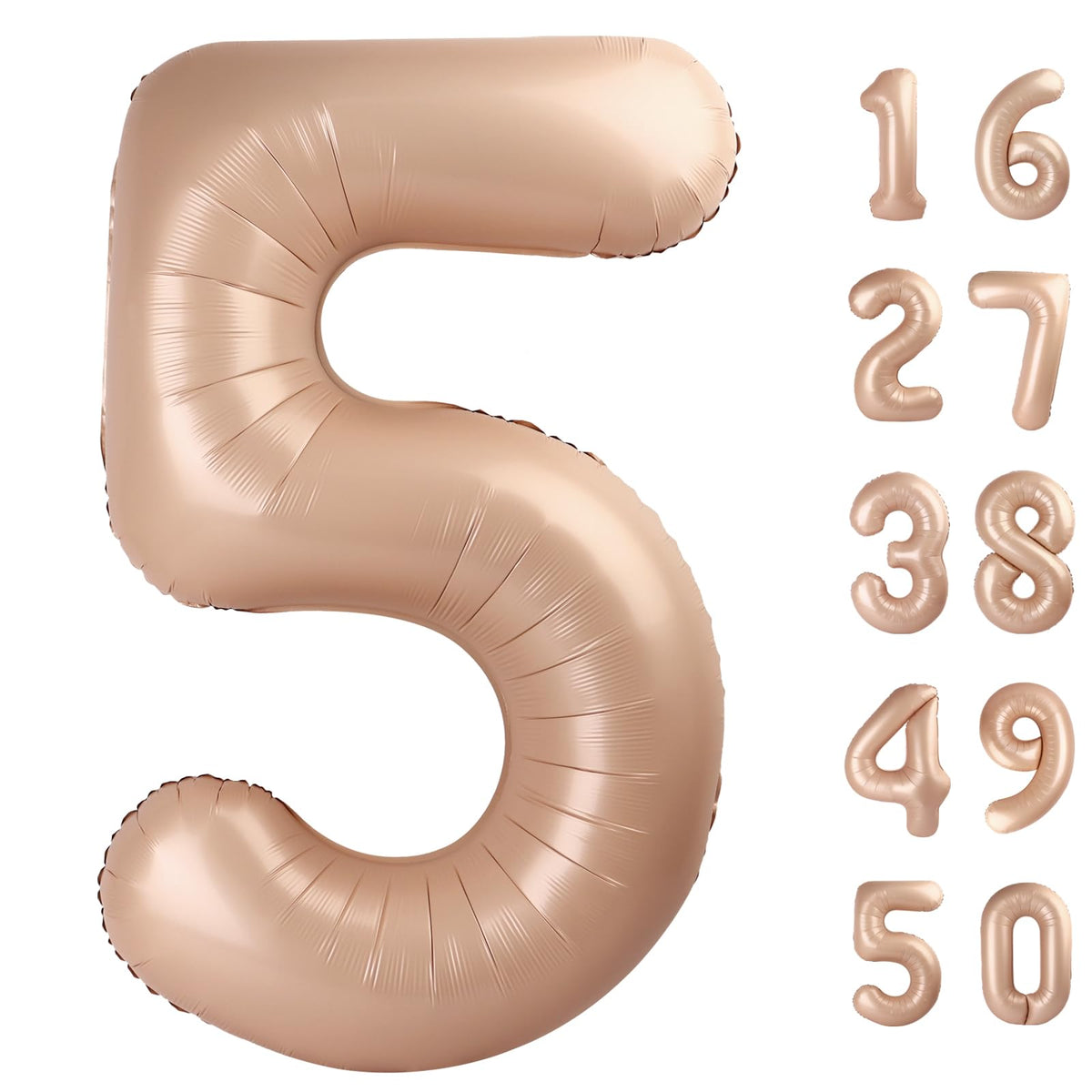 Kelfuoya 40-Inch Caramel Number 5 Balloon – Jumbo Mylar Foil Balloon for Birthday & Party Decor