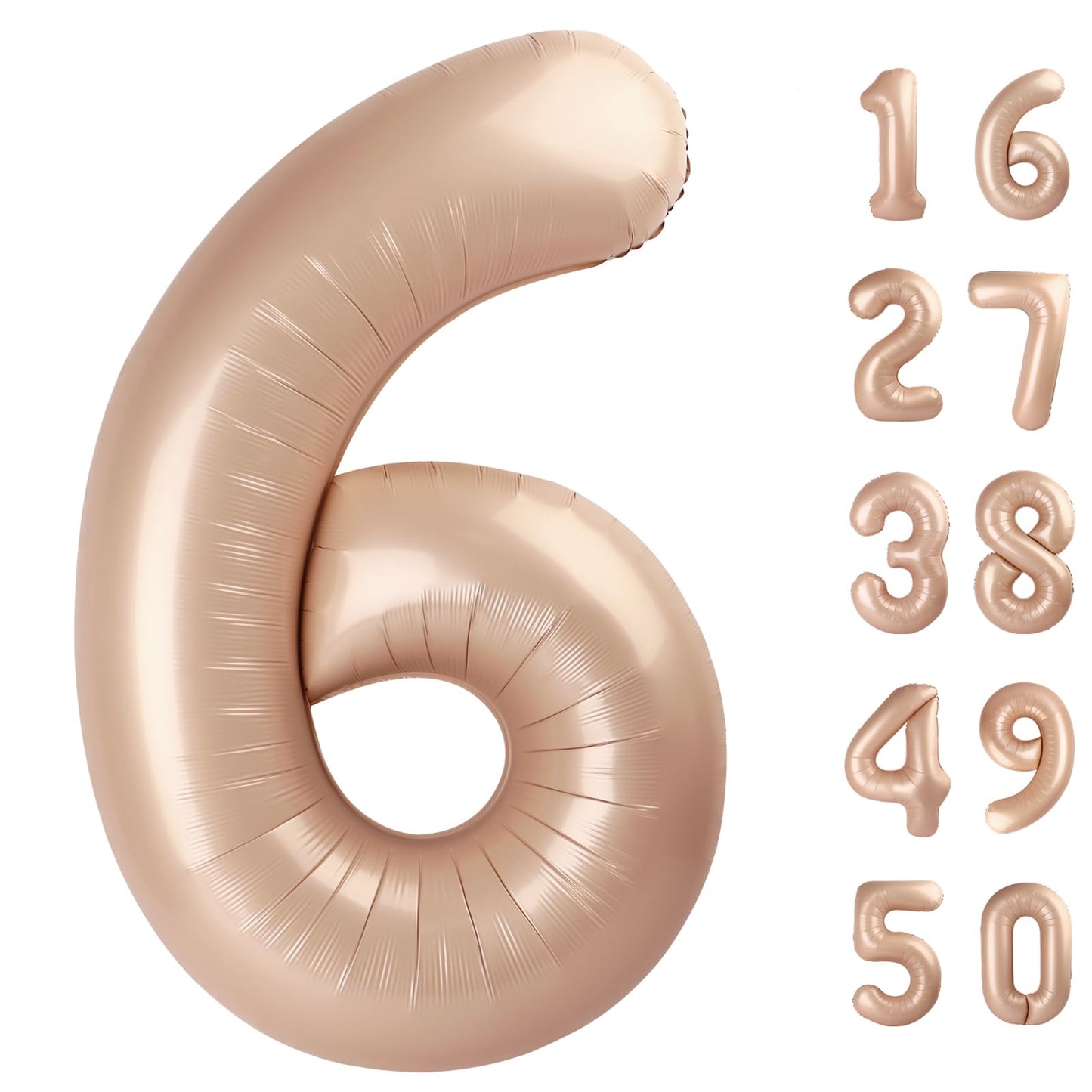 Kelfuoya 40 Inch Caramel Number 6 Balloon | Premium Mylar Foil Birthday & Anniversary Balloon