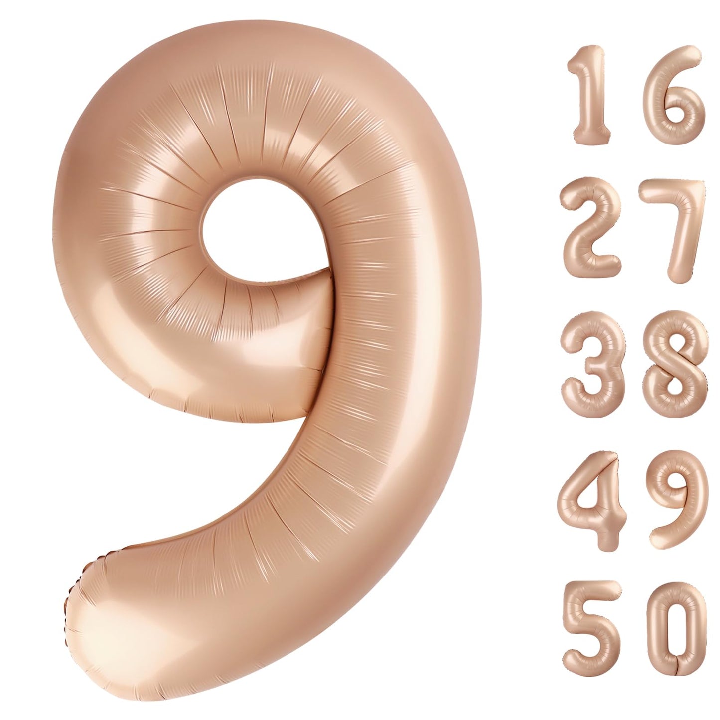 Kelfuoya 40-Inch Caramel Number 9 Mylar Balloon – Jumbo Birthday & Anniversary Balloon