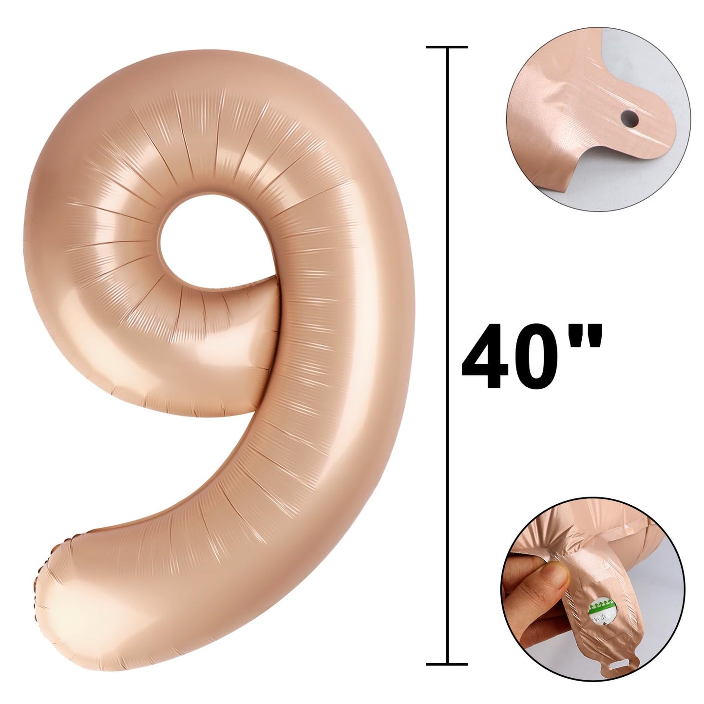 Kelfuoya 40-Inch Caramel Number 9 Mylar Balloon – Jumbo Birthday & Anniversary Balloon