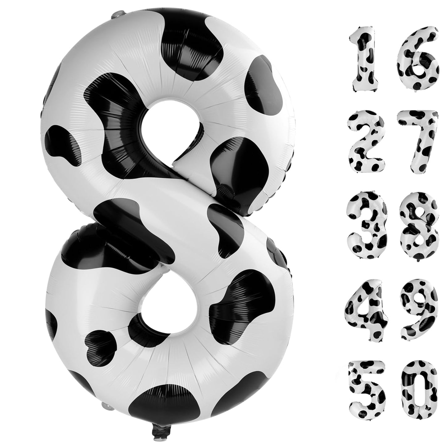 Kelfuoya 40-Inch Giant Cow Print Foil Number 8 Balloon | Birthday Party Decor