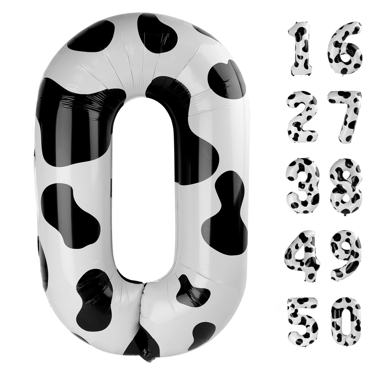 Kelfuoya 40 Inch Cow Print Number 0 Balloon – Jumbo Mylar Foil Balloon for Birthday & Anniversary Parties