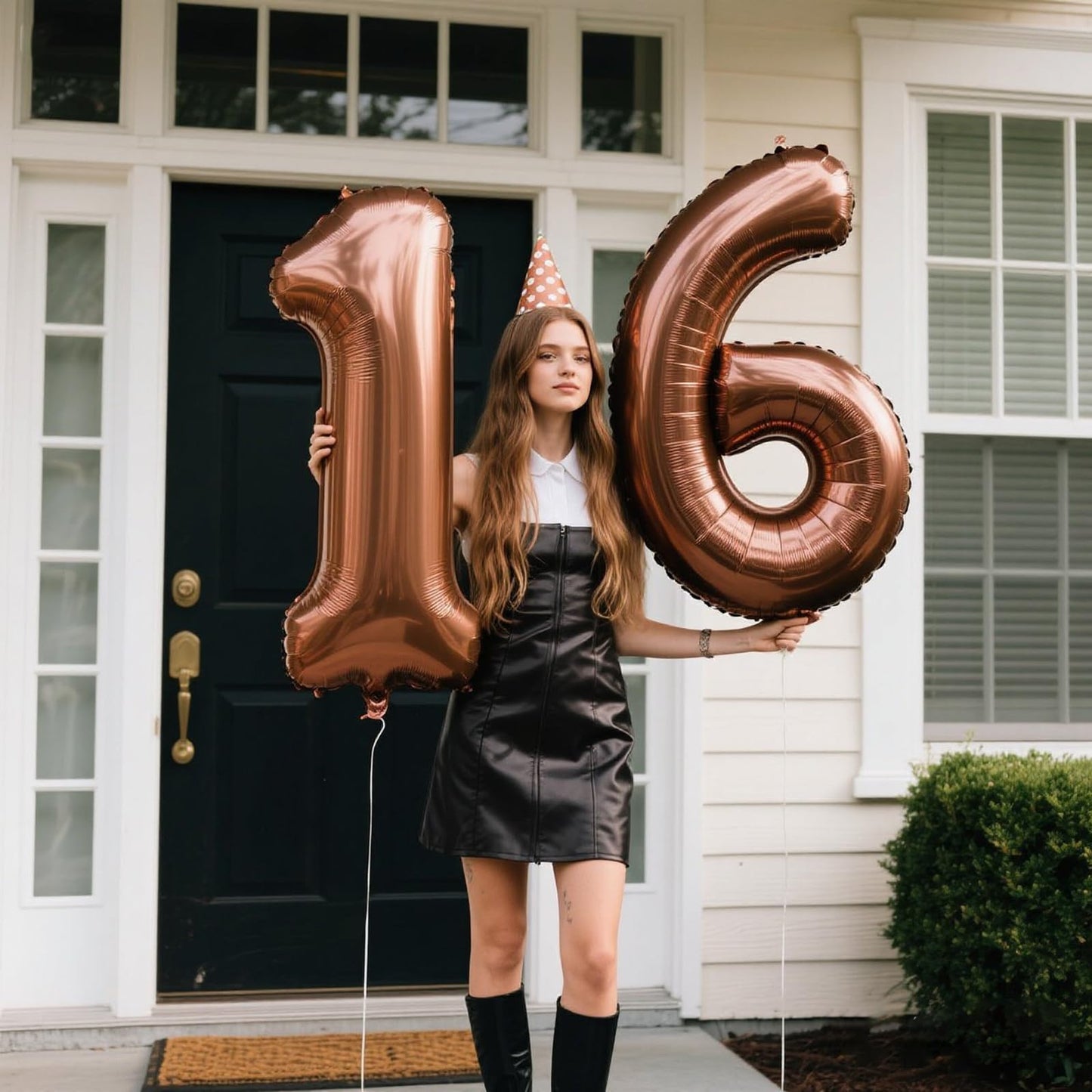 Kelfuoya 40-Inch Dark Brown Number 16 Balloon | Jumbo Mylar Foil Helium Balloon for 16th Birthday & Anniversary