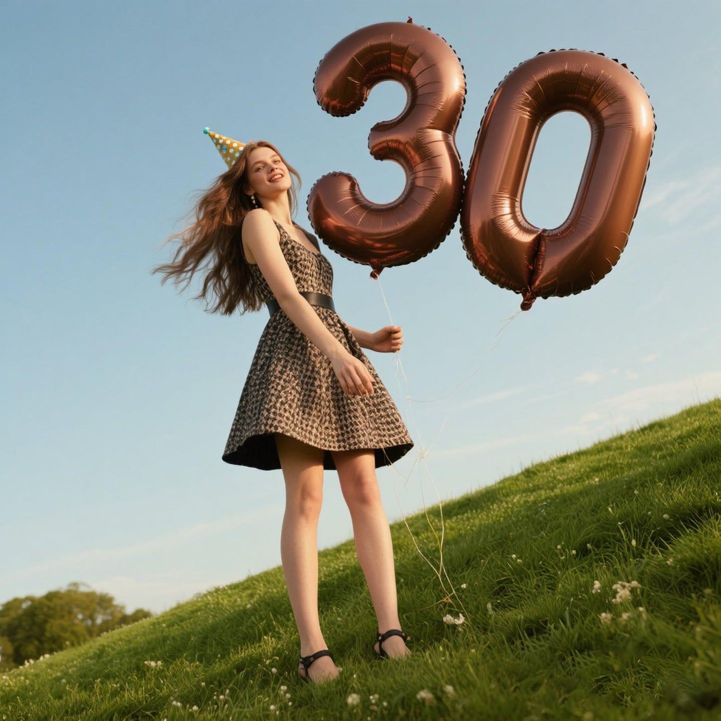 Kelfuoya 40-Inch Dark Brown Number 30 Mylar Balloon for 30th Birthday & Anniversary Celebrations
