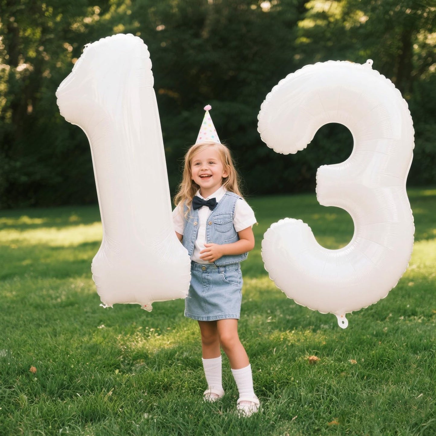 Kelfuoya 40-Inch White Number 13 Balloon — Jumbo Mylar Foil Digital Balloon for Birthdays & Anniversaries