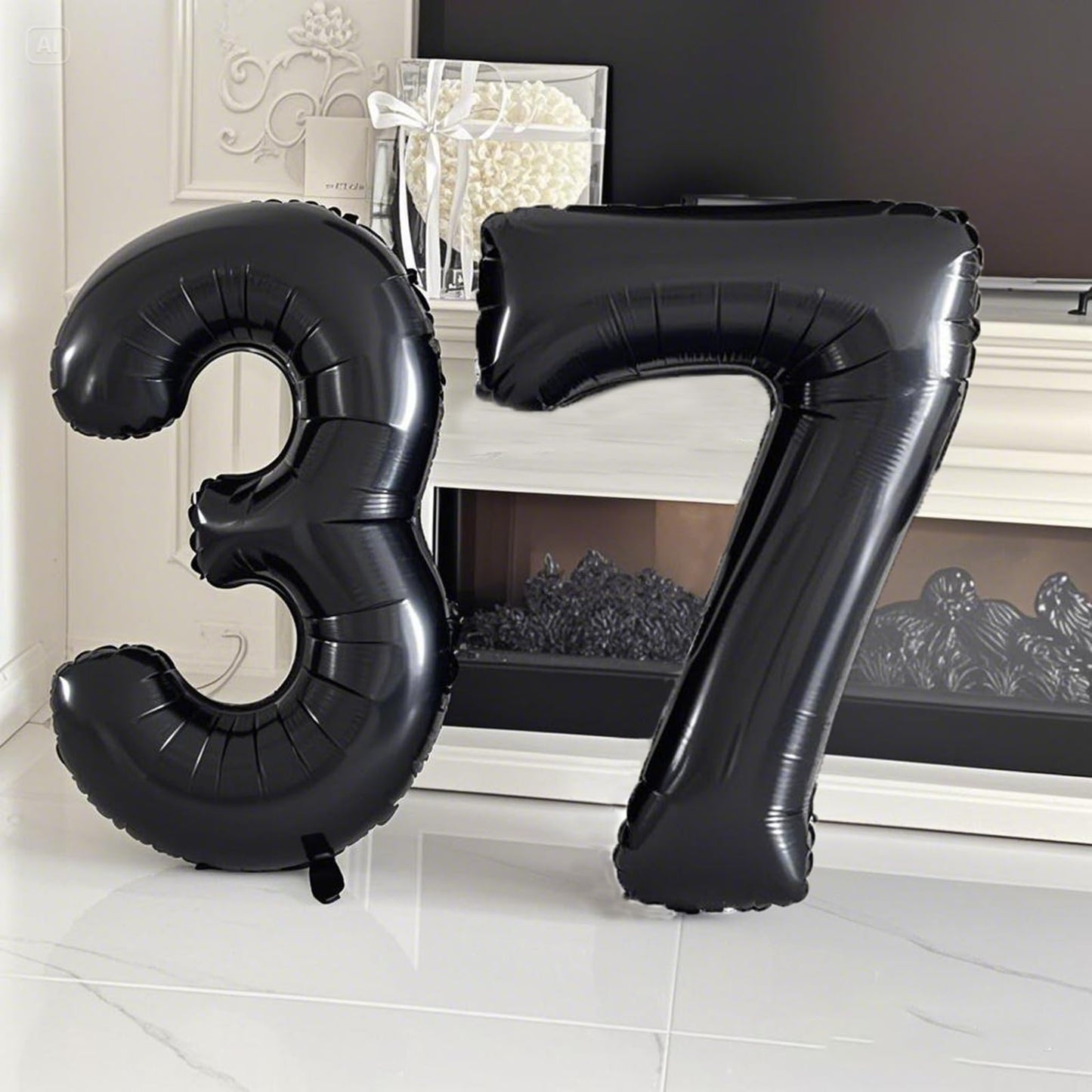 Kelfuoya 40-Inch Black Number 37 Digital Balloon | Jumbo Mylar Foil Helium Balloon for Parties