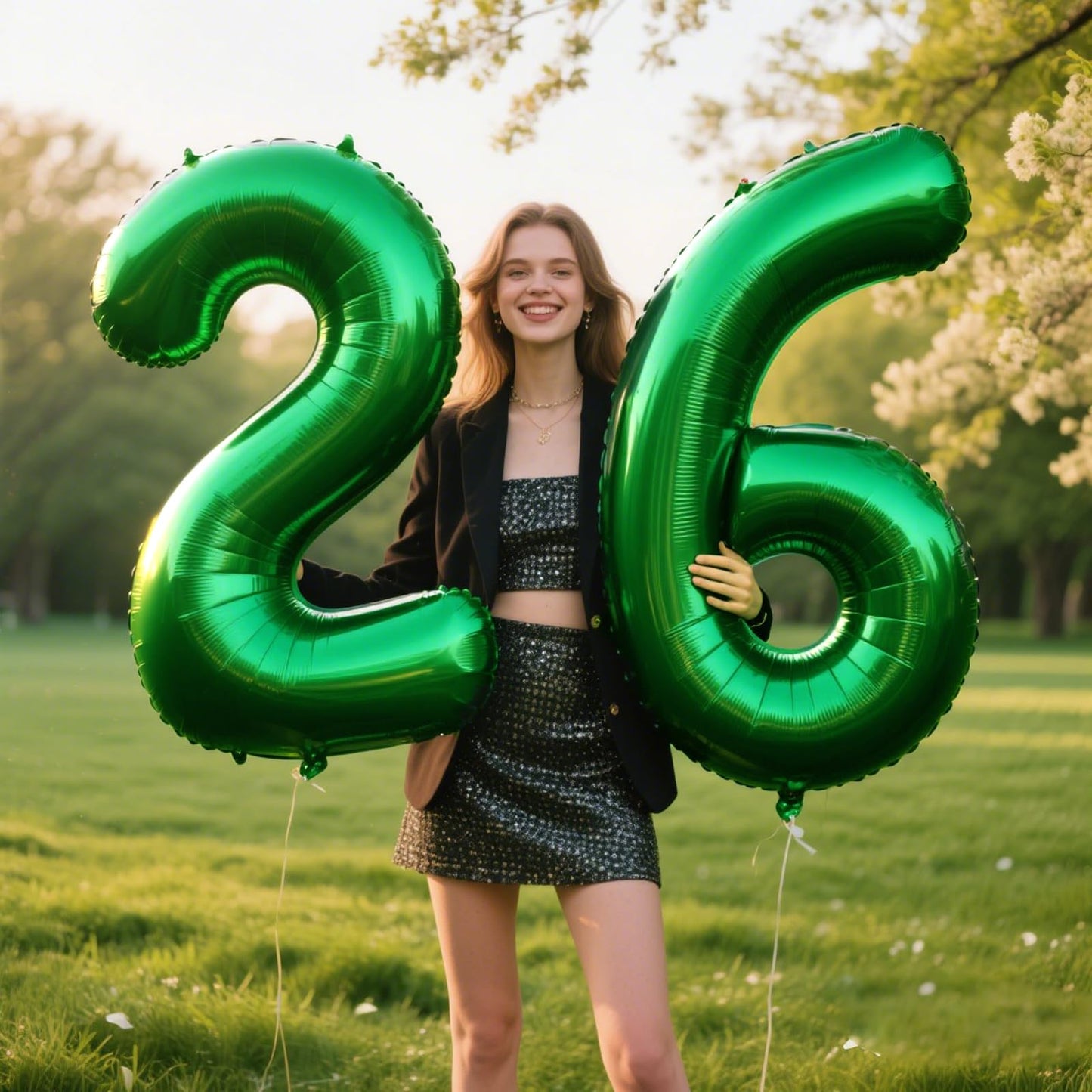 Kelfuoya 40 Inch Green Number 26 Balloon – Jumbo Mylar Foil Digital Balloon for Birthday & Anniversary Parties