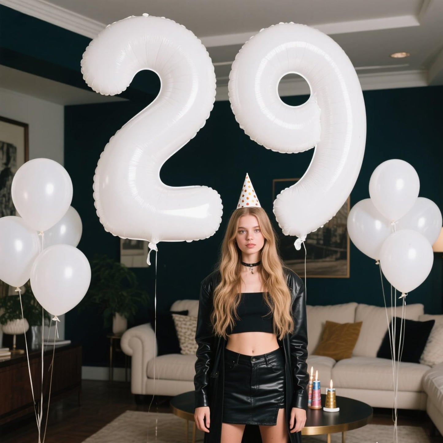 Kelfuoya 40 Inch White Number 29 Digital Balloon – Jumbo Mylar Foil Balloon for Birthday & Anniversary