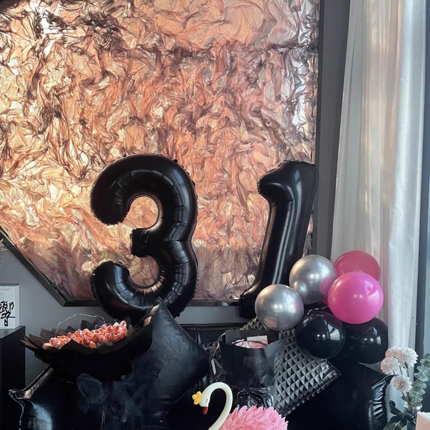 Kelfuoya 40-Inch Black Number 31 Balloon | Jumbo Mylar Foil Digital Balloon for Birthday & Anniversary