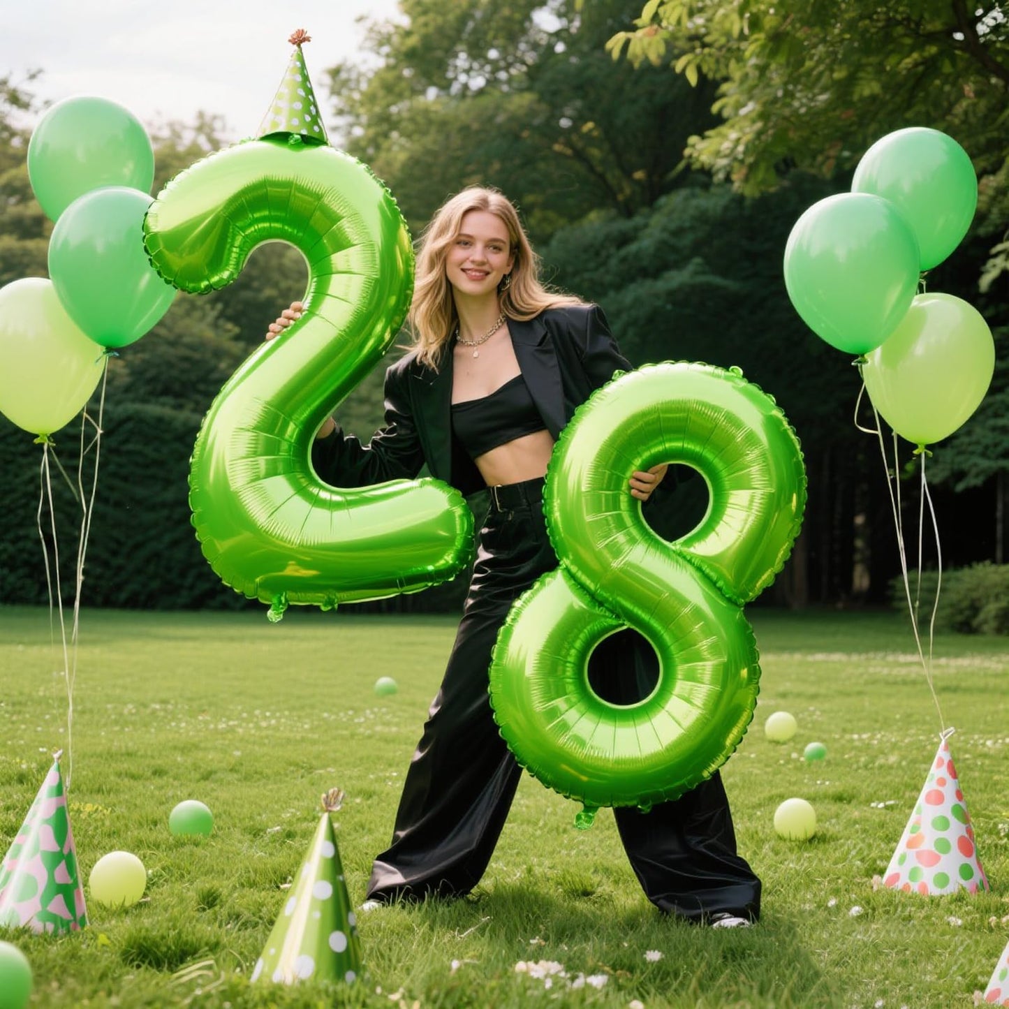 Kelfuoya 40-Inch Giant Light Green Foil Number 8 Balloon for Birthdays & Milestones