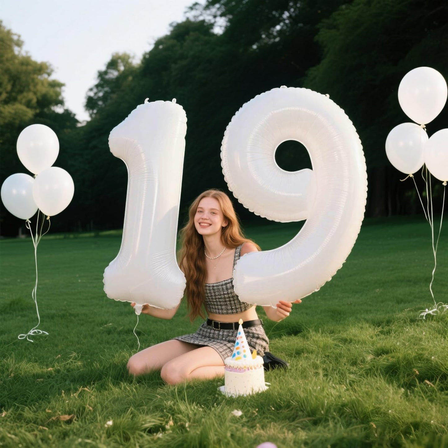 Kelfuoya 40-Inch White Number 19 Balloon | Jumbo Mylar Foil Balloon for Birthday & Anniversary