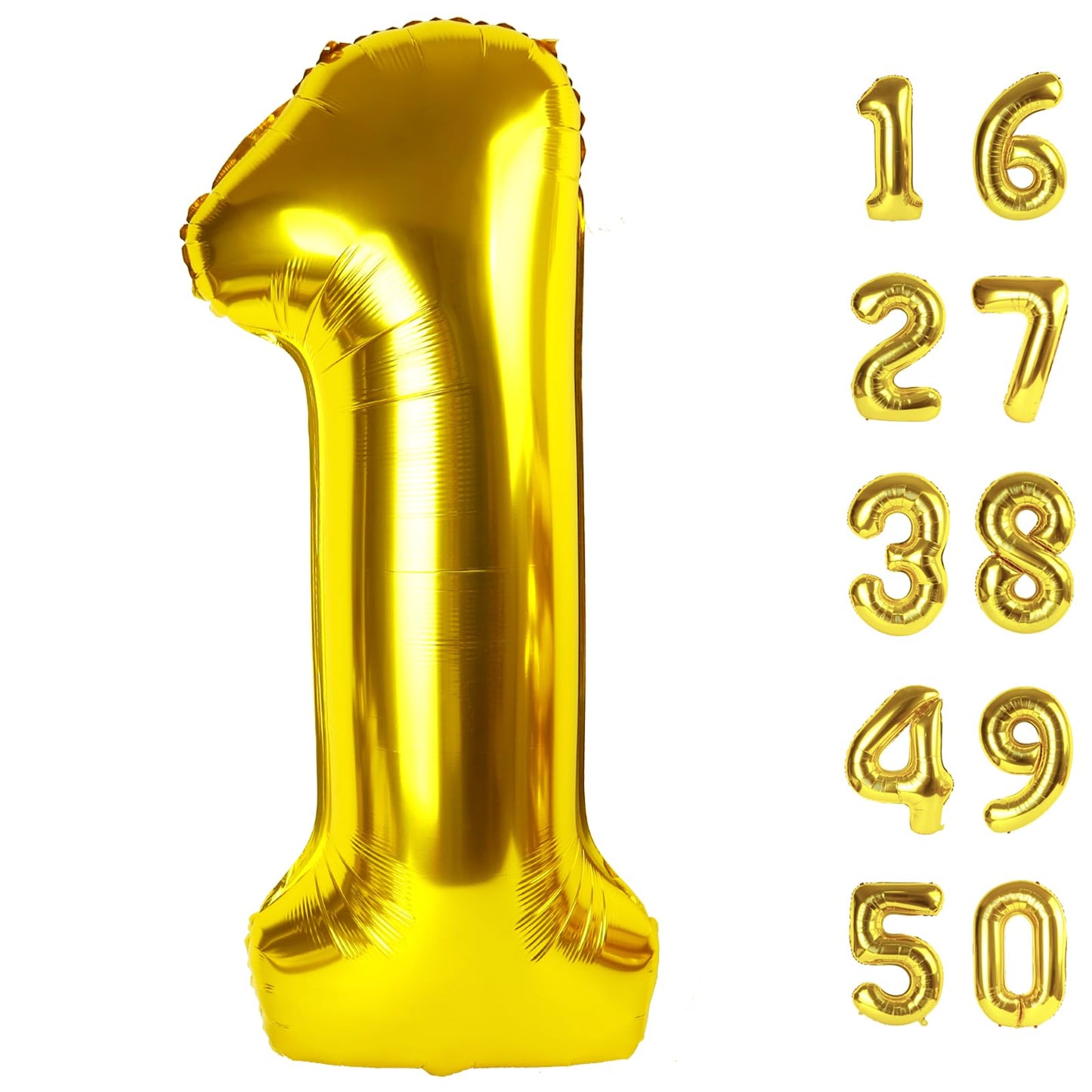 Kelfuoya 40-Inch Gold Number 1 Balloon | Jumbo Mylar Foil Balloon for First Birthday, Weddings & Milestones