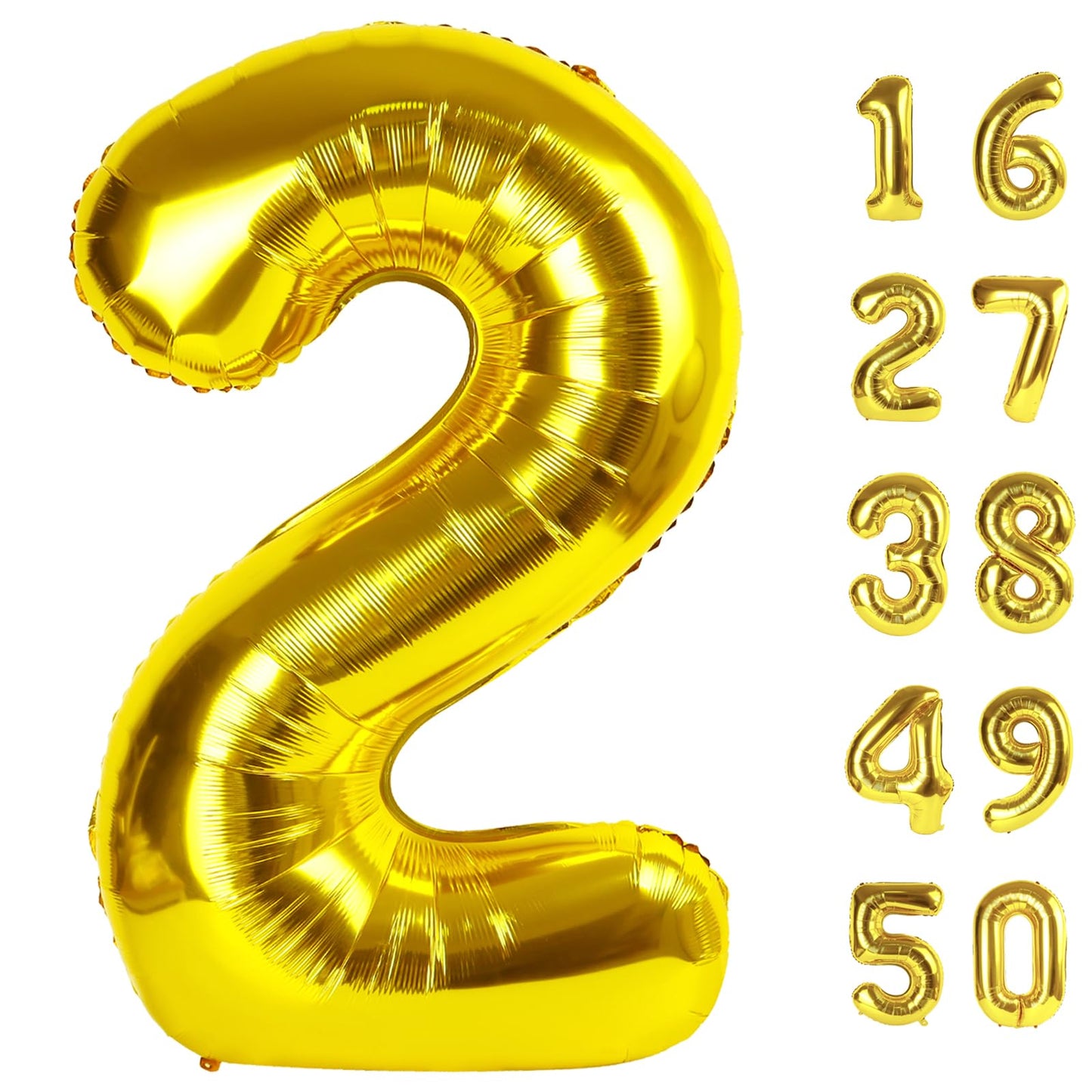 Kelfuoya 40in Gold Number 2 Balloon – Giant 2nd Birthday & Anniversary Decor