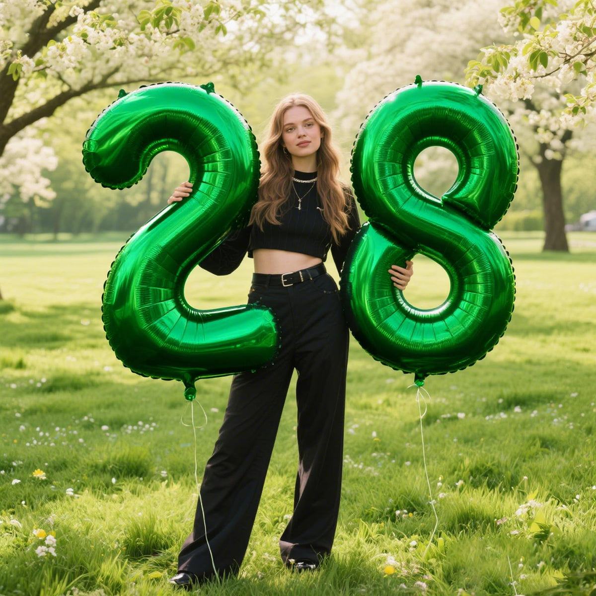 Kelfuoya 40-Inch Green Number 28 Balloon | Jumbo Mylar Foil Helium Balloons for Birthdays & Anniversaries