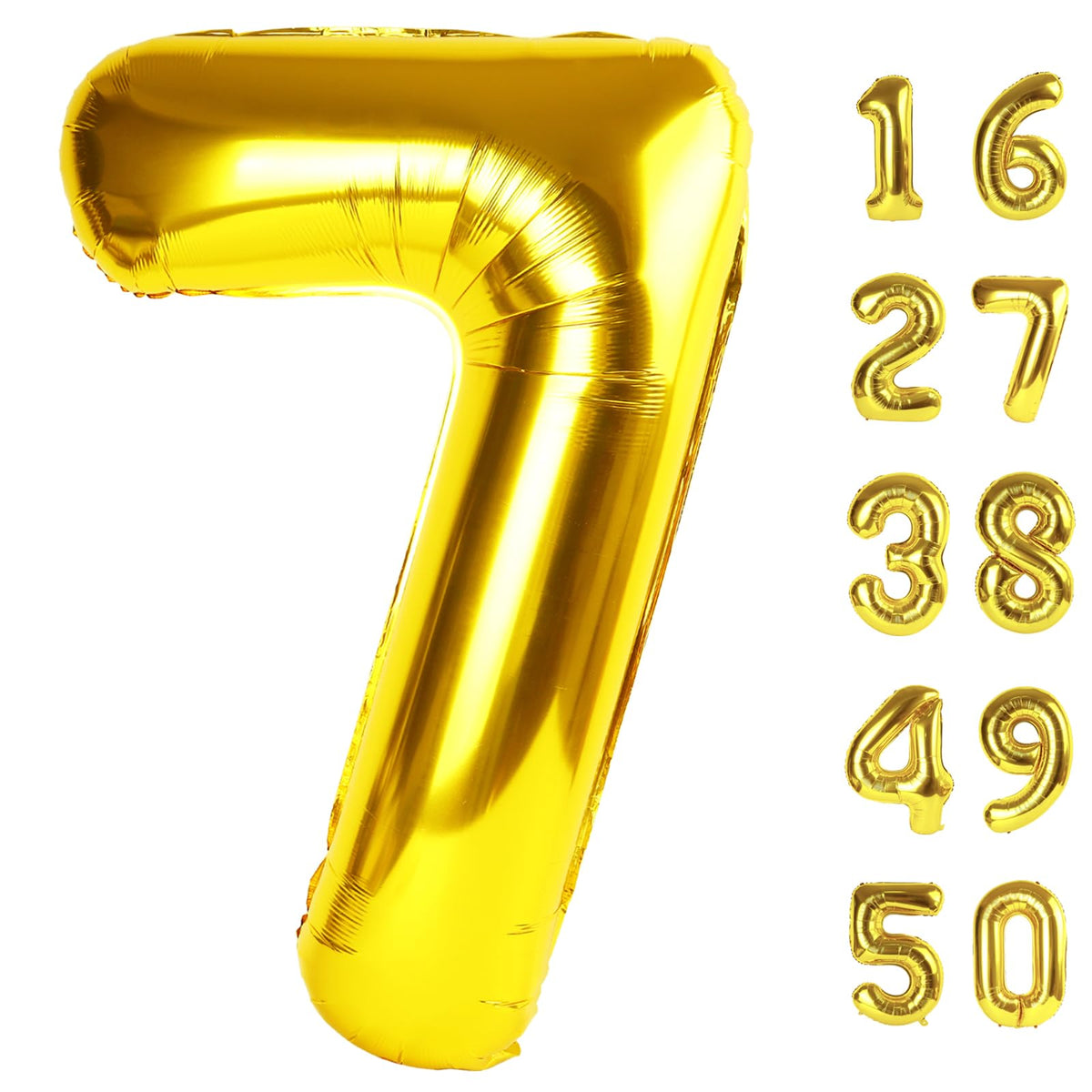 Kelfuoya 40-Inch Gold Number 7 Balloon – Jumbo Mylar Foil Helium Balloon for Birthdays & Anniversaries