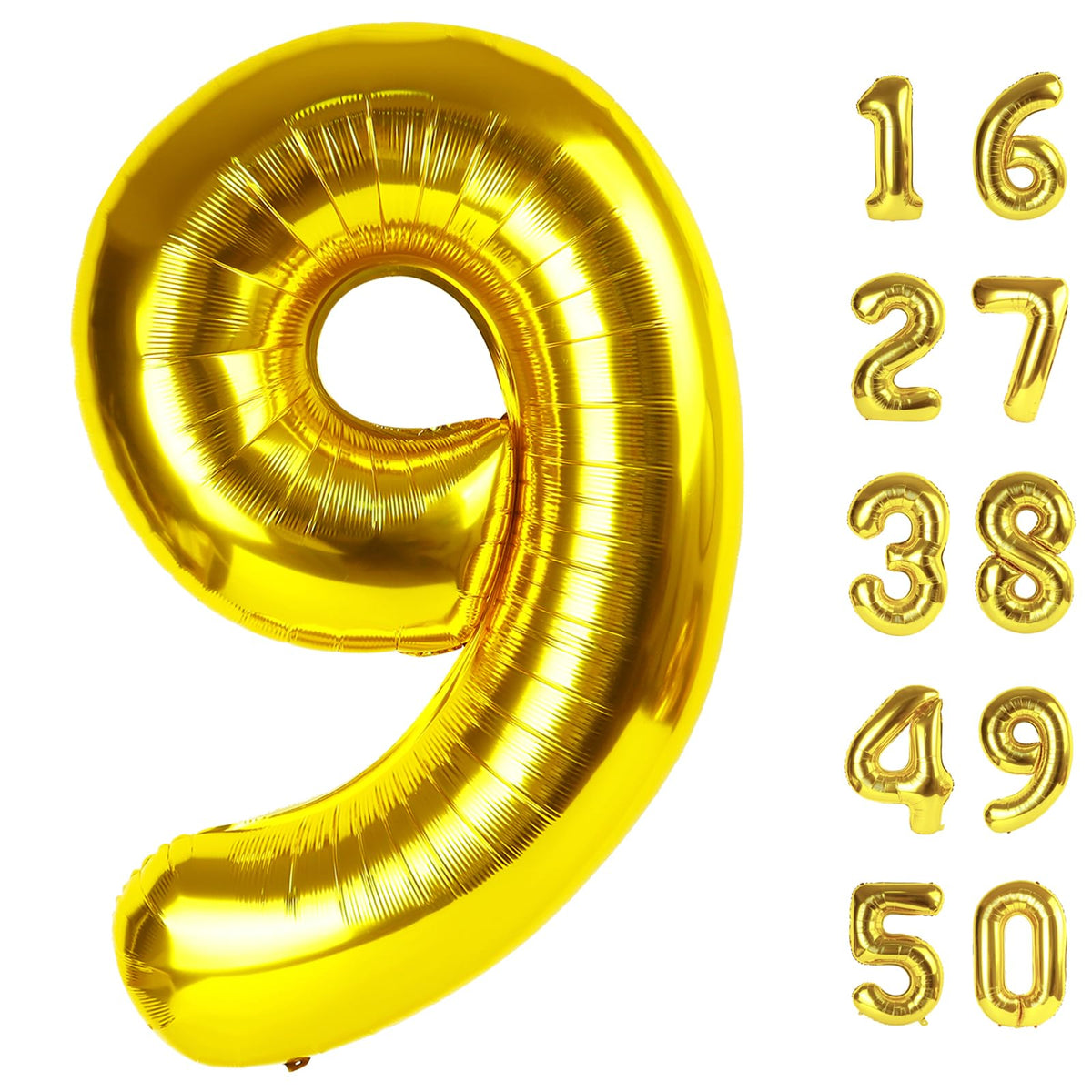 Kelfuoya 40-Inch Gold Number 9 Balloon | Jumbo Mylar Foil Helium Balloon for Birthday Parties & Anniversary Celebrations