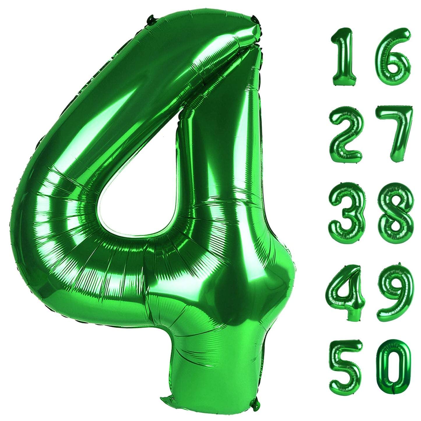 Kelfuoya 40 Inch Green 4-Number Balloon | Giant Foil Mylar Digital Balloon for Birthdays & Anniversaries