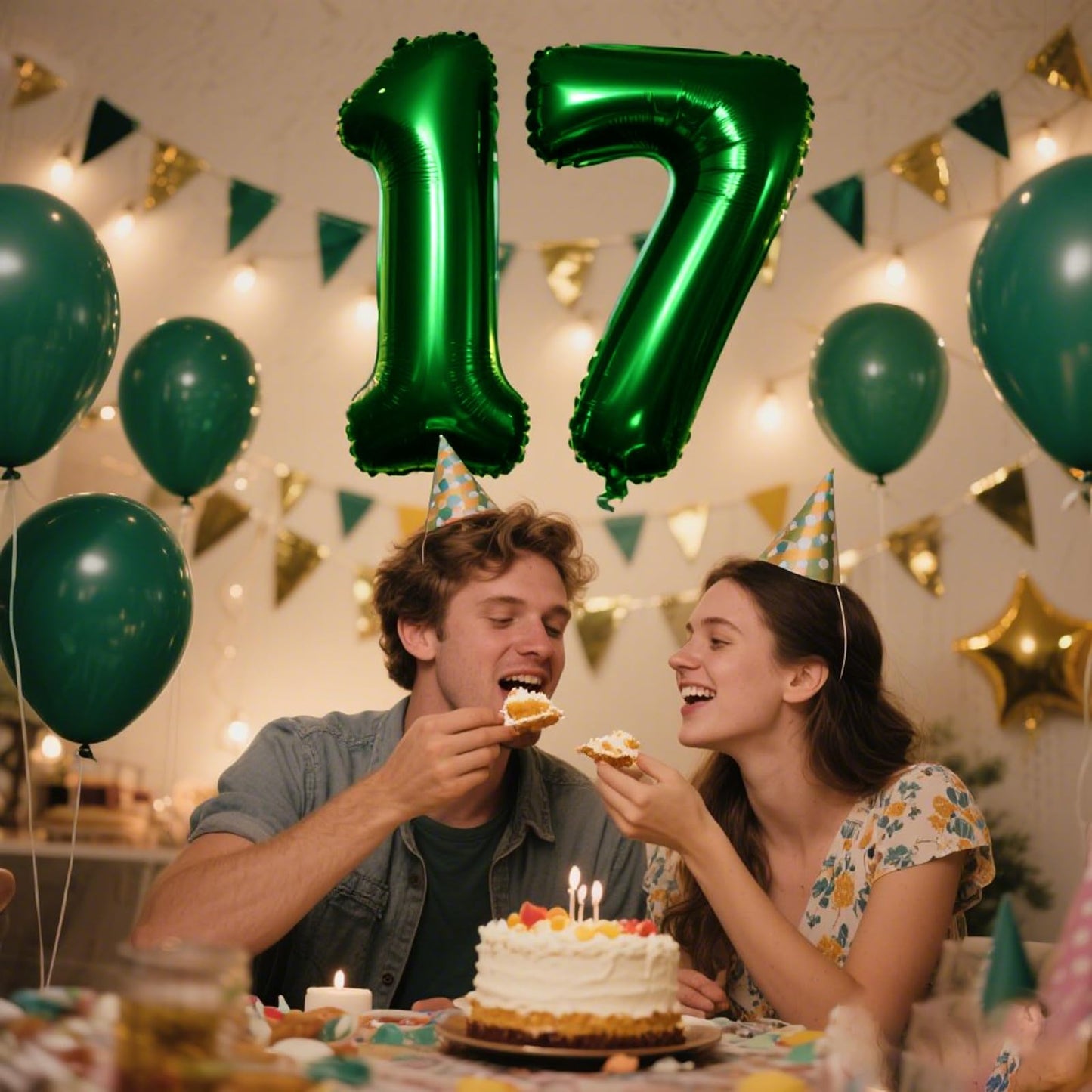 Kelfuoya 40-Inch Green Number 17 Balloon – Jumbo Mylar Foil Digital Party Decor