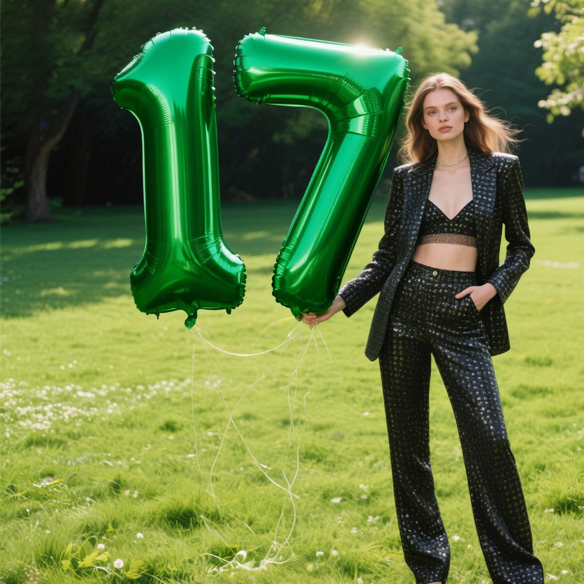 Kelfuoya 40-Inch Green Number 17 Balloon – Jumbo Mylar Foil Digital Party Decor