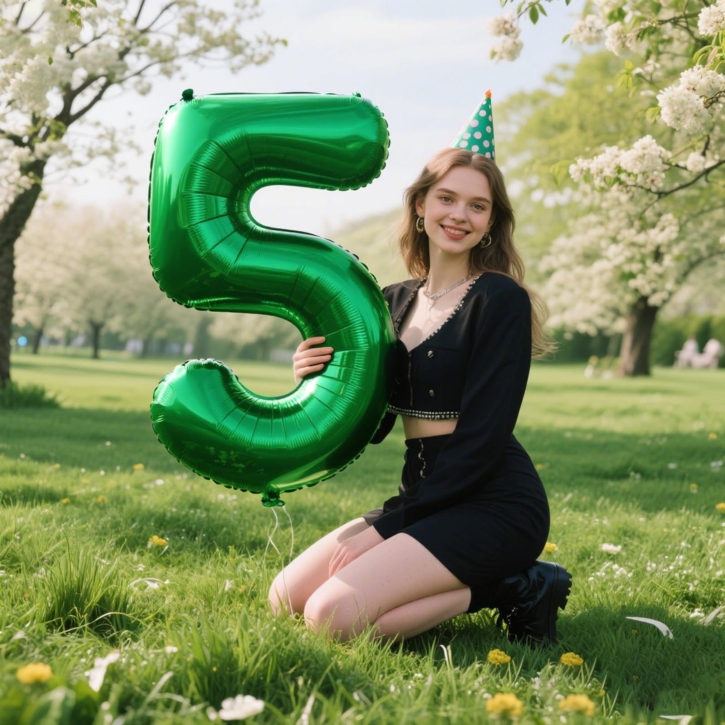 Kelfuoya 40-Inch Green Number 50 Digital Balloon | Jumbo Mylar Foil Helium Balloon for Birthday & Anniversary Parties