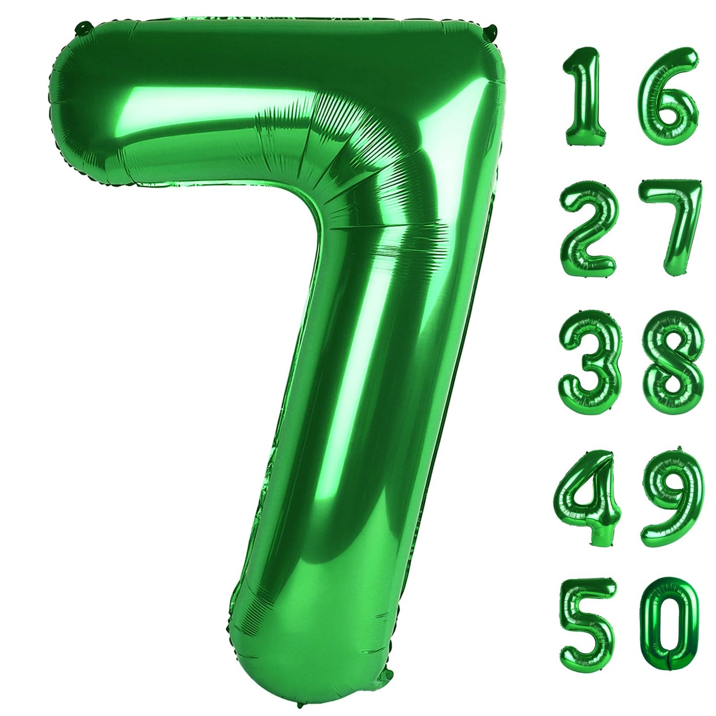 Kelfuoya 40-Inch Green 7 Number Balloon | Giant Foil Birthday & Anniversary Decor