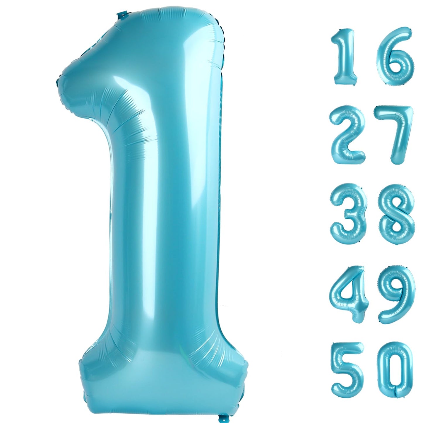 Kelfuoya 40-Inch Light Blue Number 1 Foil Balloon – Jumbo Milestone