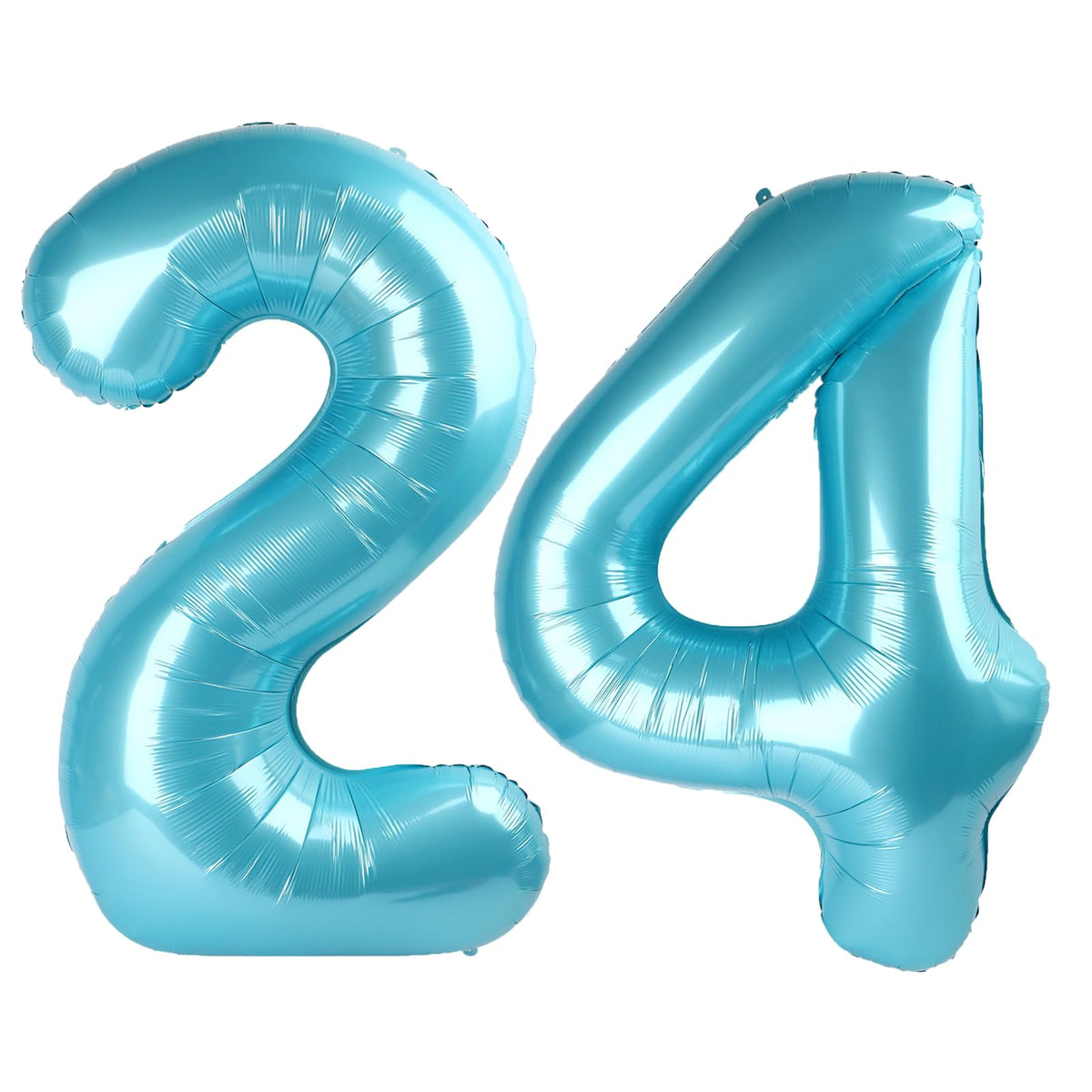 Kelfuoya 40-Inch Light Blue Number 24 Foil Balloon – Jumbo Mylar Digital Balloon for 24th Birthday or Anniversary