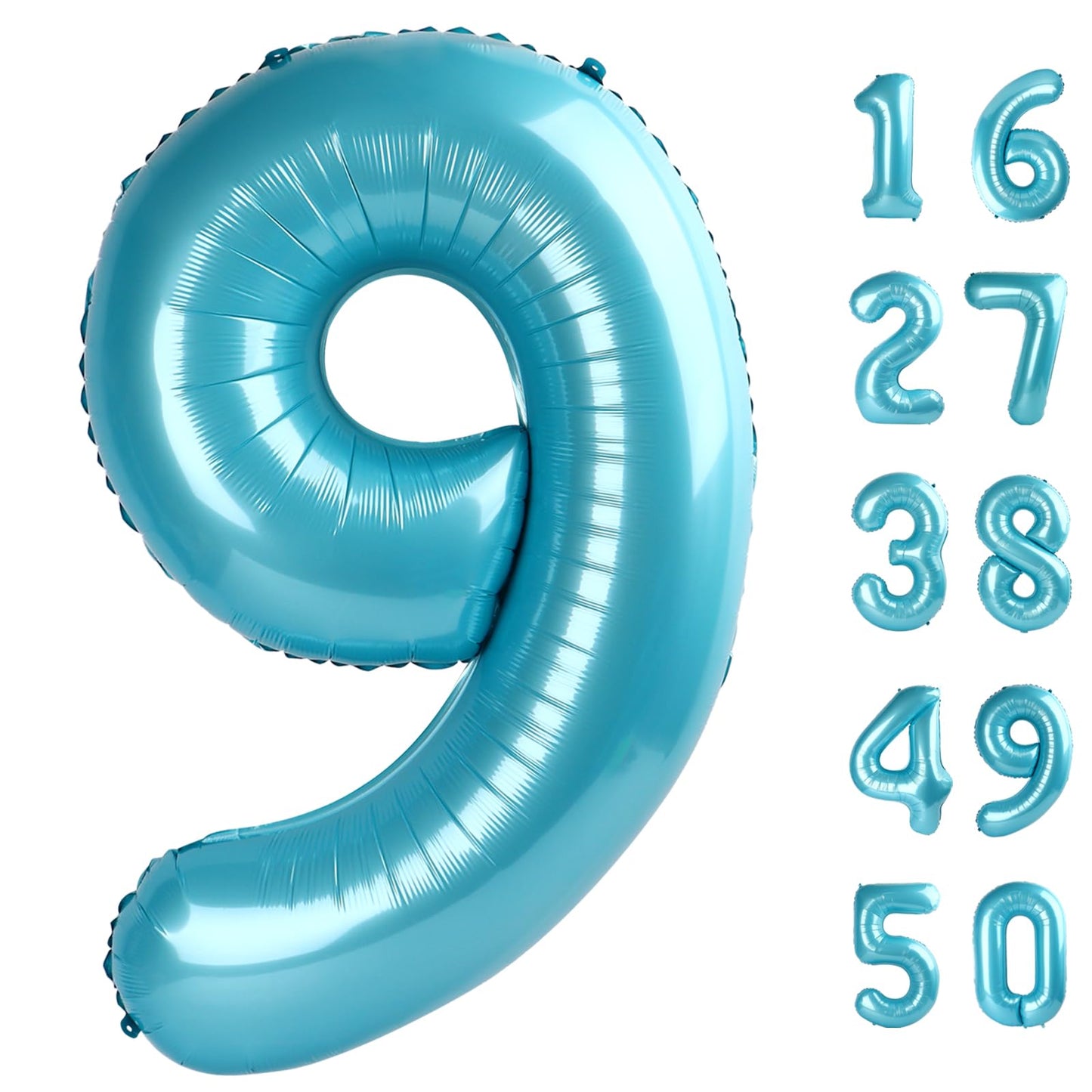 Kelfuoya 40 Inch Light Blue Number 9 Foil Balloon – Jumbo 9 Balloon for Birthdays, Anniversaries & Graduations