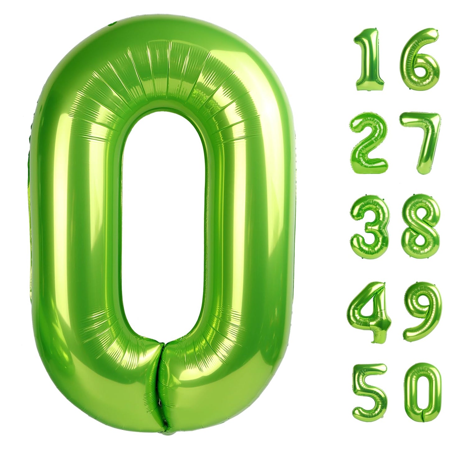 Kelfuoya 40 Inch Light Green Number 0 Balloon – Jumbo Mylar Foil Helium Balloon for Birthdays