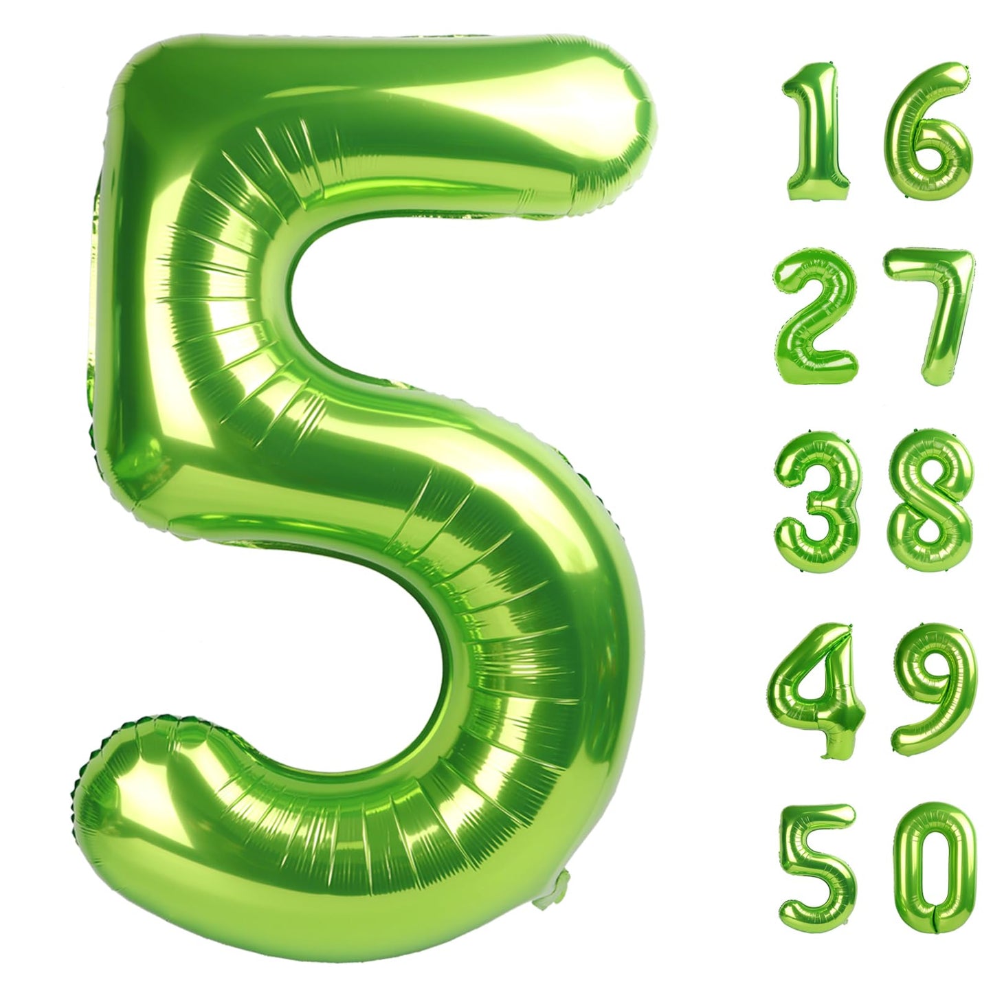 Kelfuoya 40 Inch Light Green Number 5 Balloon – Jumbo Mylar Foil Balloon for Birthdays and Party Decor