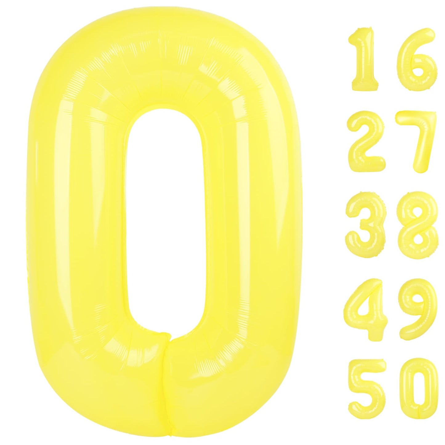 Kelfuoya 40-Inch Macaron Yellow Number 0 Balloon – Jumbo Mylar Foil Balloon for Birthdays, Weddings & Anniversaries