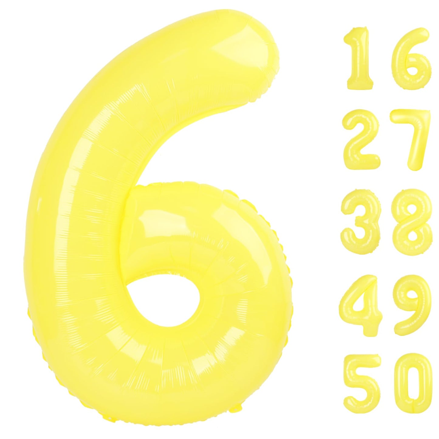 Kelfuoya 40-Inch Macaron Yellow Number 6 Balloon – Large Foil Mylar Birthday & Anniversary Decor