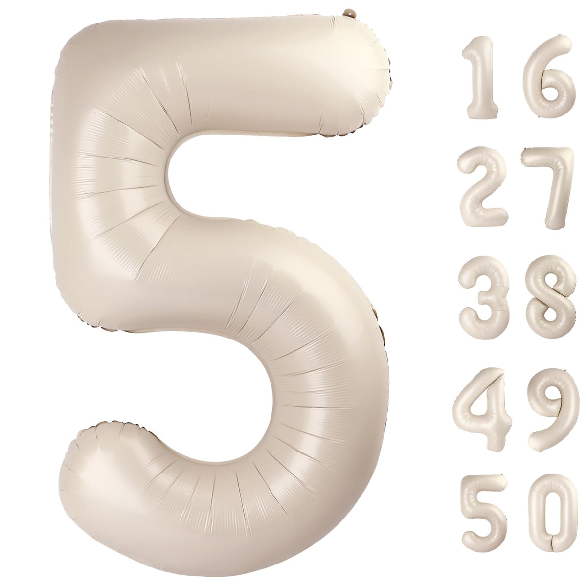 Kelfuoya 40 Inch Milk White Number 5 Jumbo Mylar Balloon | Birthday Decor