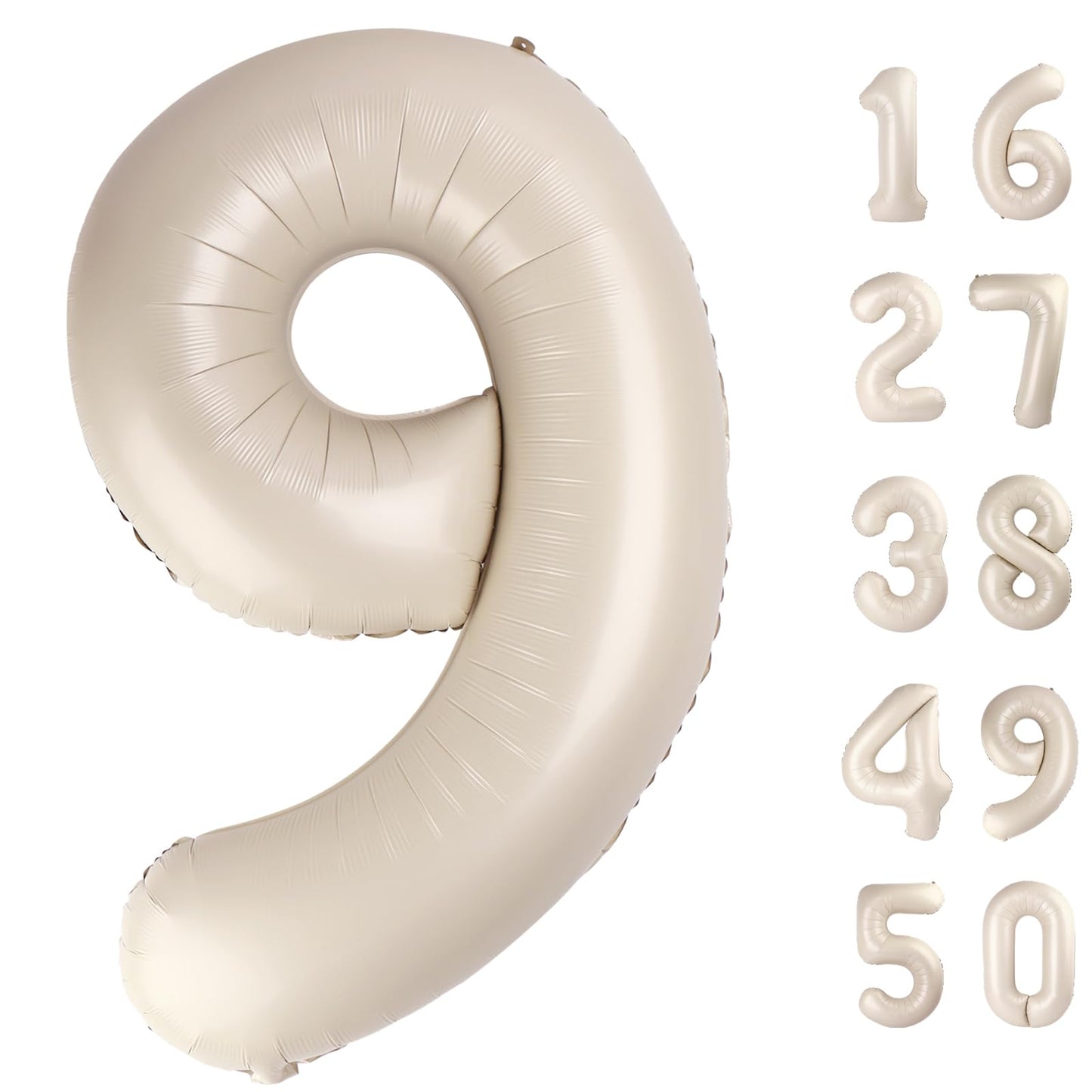 Kelfuoya 40-Inch Milk White Number 9 Foil Balloon – Jumbo Mylar Birthday & Anniversary Decoration