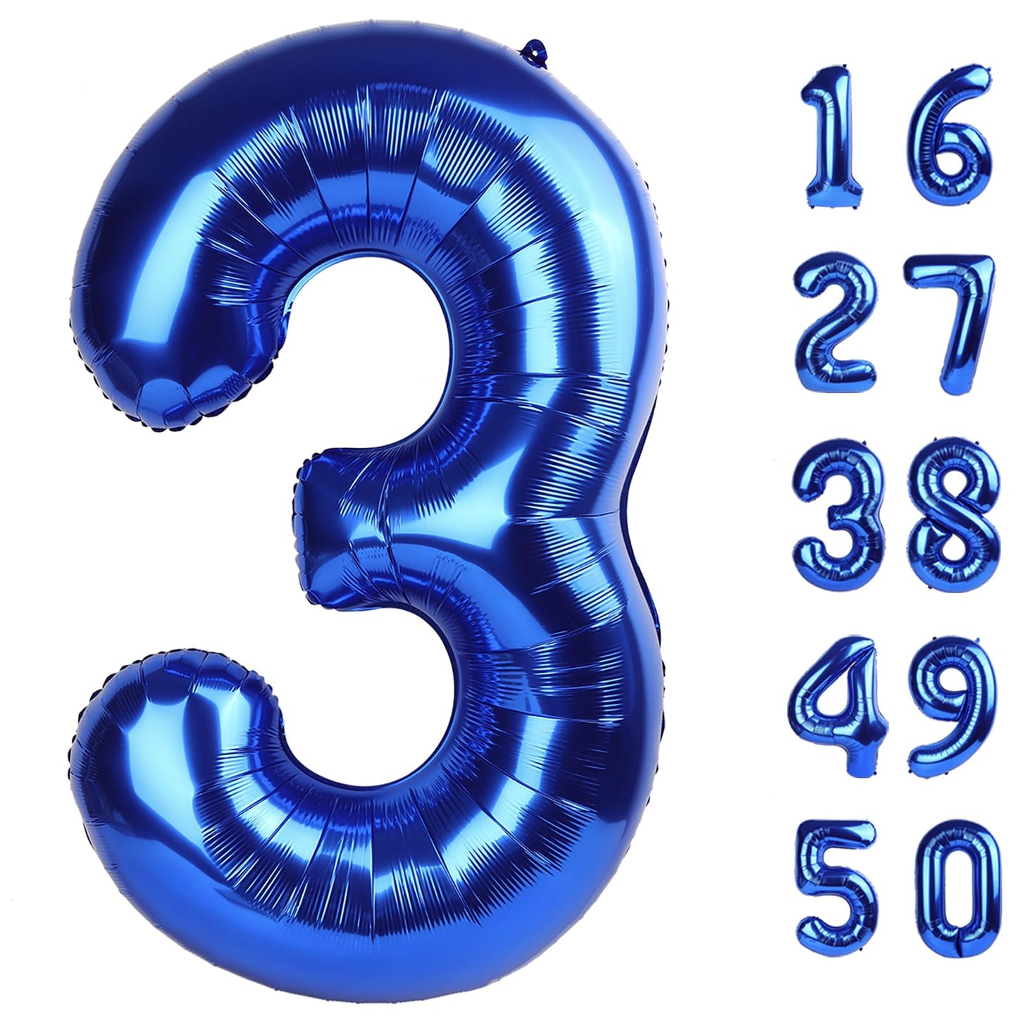 Kelfuoya 40-Inch Navy Blue Number 3 Foil Balloon | Large 3rd Birthday Party Decor