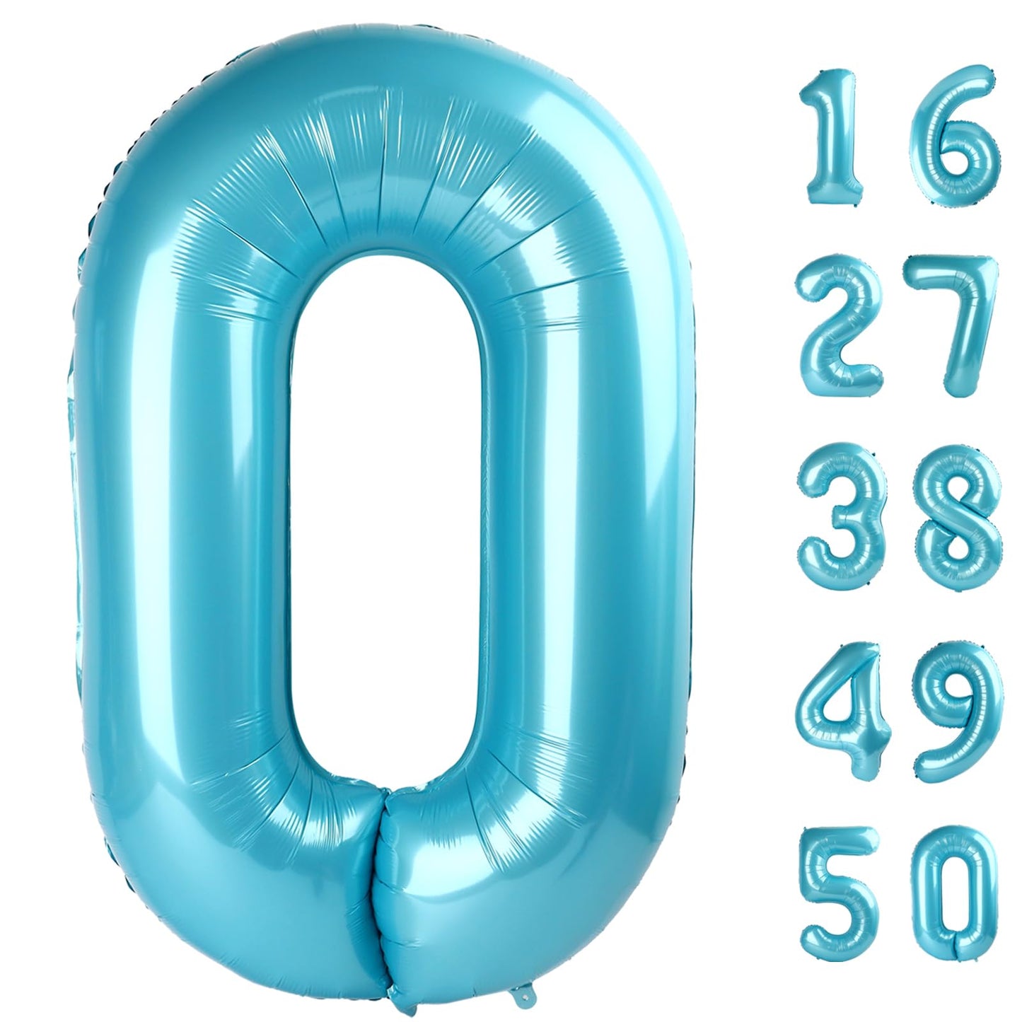 Kelfuoya 40-Inch Giant Number 0 Balloon – Light Blue Foil for Birthdays & Celebrations