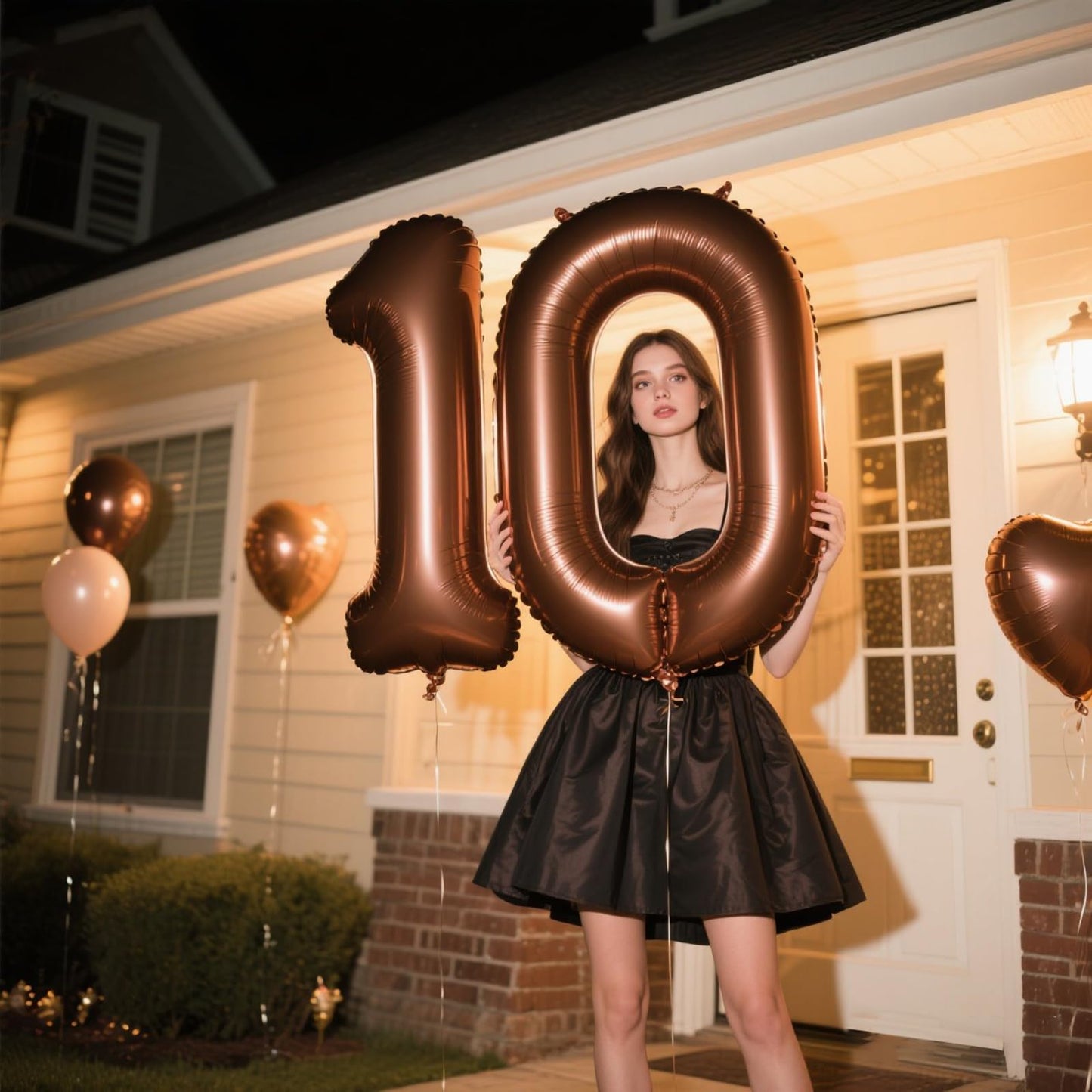 Kelfuoya 40-Inch Dark Brown Number 0 Balloon | Foil Mylar Birthday & Anniversary Decor